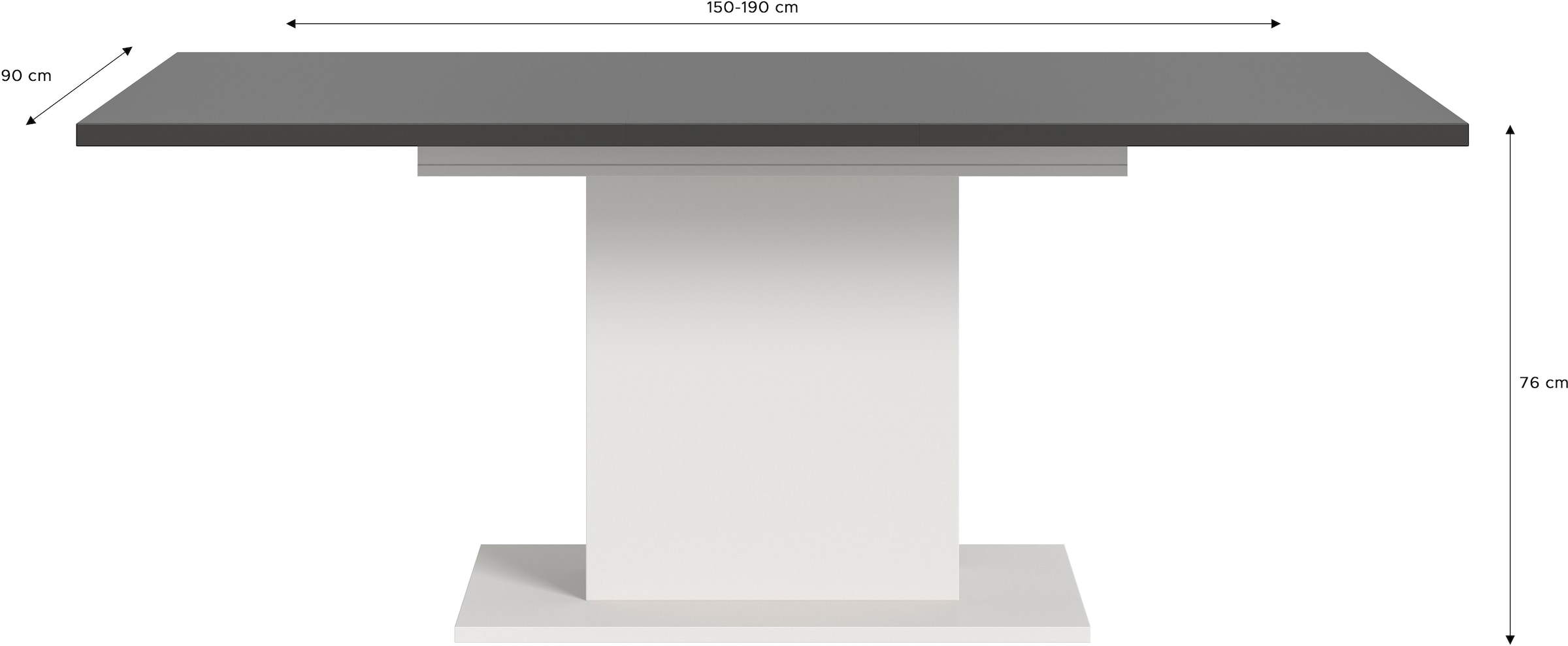 INOSIGN Esstisch »Motus, ausziehbar 150 -190 cm, inklusive 40 cm Einlegeplatte«, (Set, 1 St.), Säulengestell mit Bodenplatte, Tisch, Küchentisch, Esszimmer, Küche