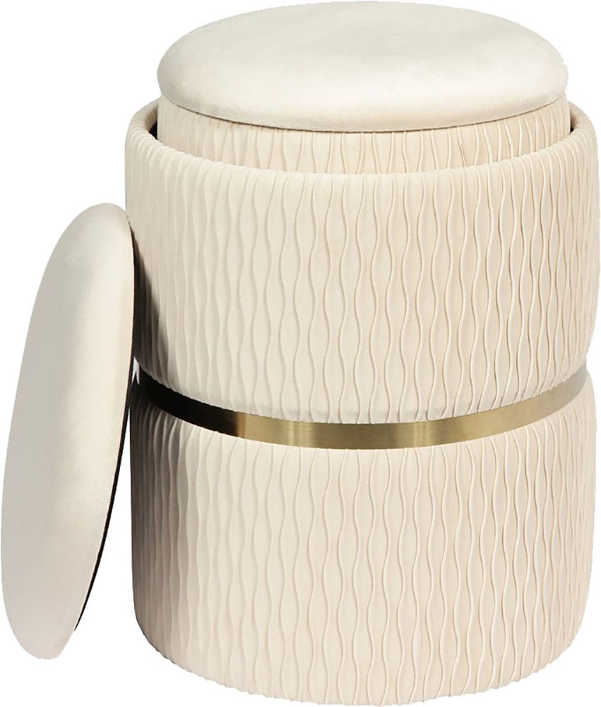 Kayoom Polsterhocker »Hocker Zora 425 2er-Set, Praktischer und versteckter Stauraum«, (Set, 2 St.), 2er-Set mit Stauraum, ineinander stapelbar, goldener Ring