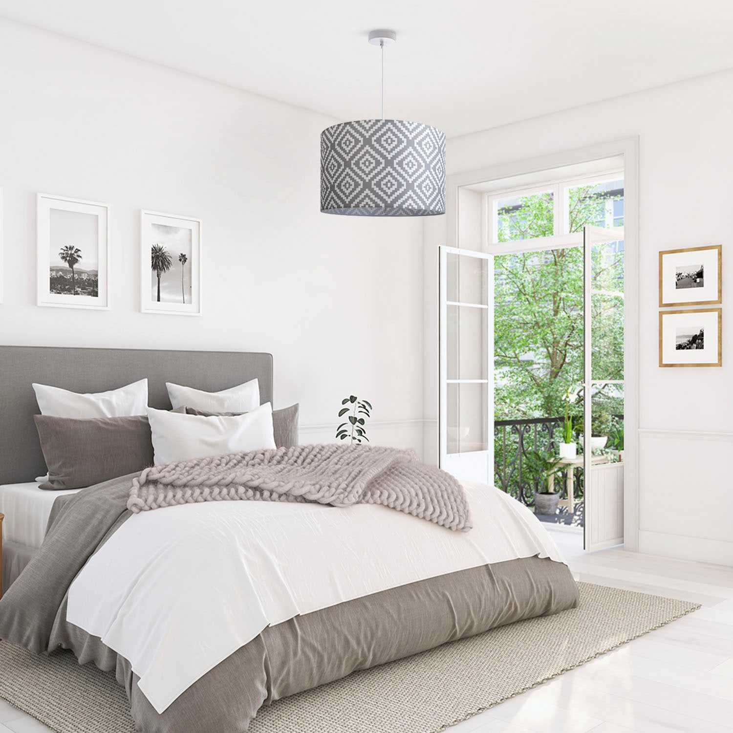 Paco Home Pendelleuchte »Hugo Stella« E27 Pendelleuchte Wohnzimmer Lampenschirm Stoff  Rund Retro Vintage Textil