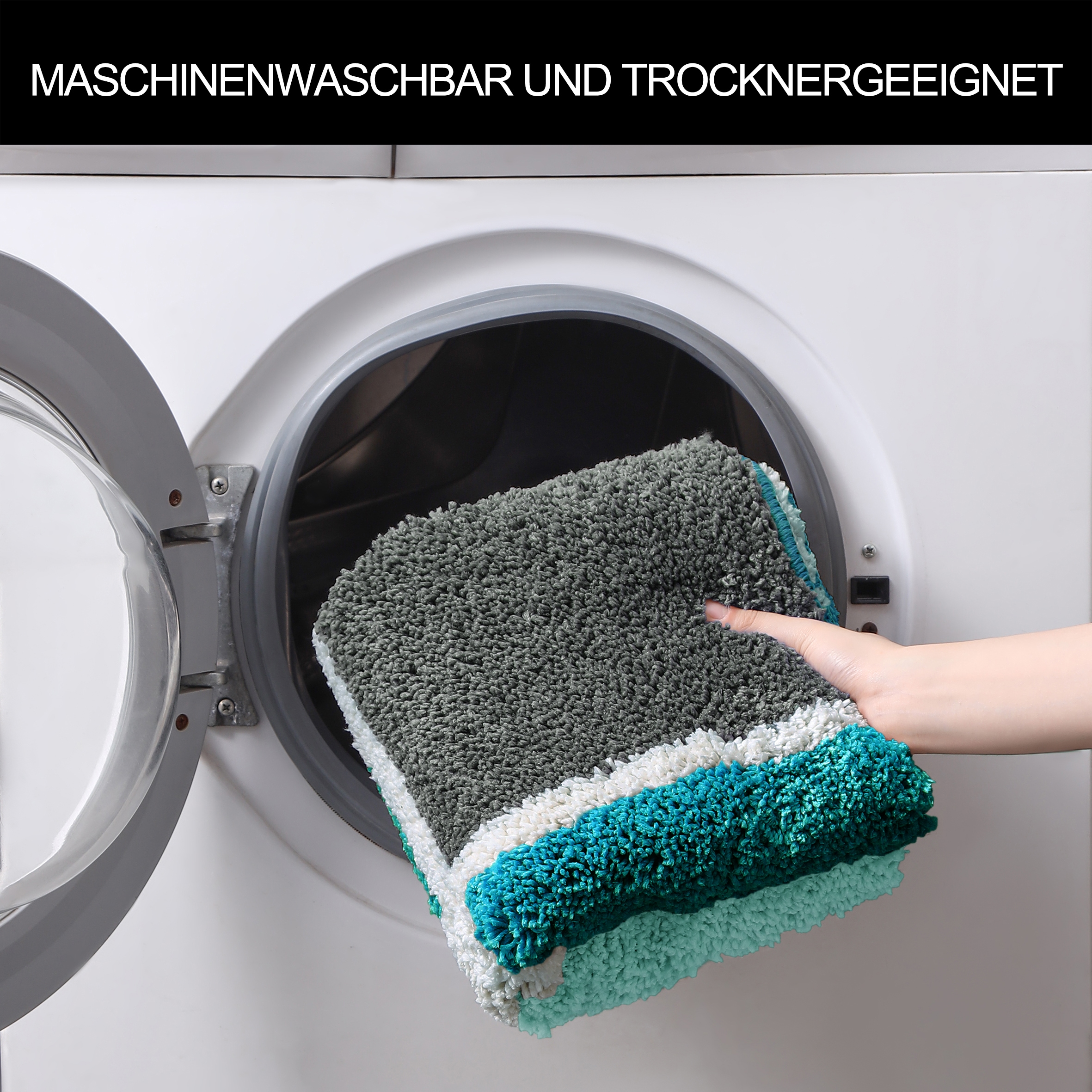 my home Badematte »Anna mit Kachelmuster, Badvorleger, Badezimmer Teppich, Duschvorleger«, rutschhemmend beschichtet, strapazierfähig, Badteppich, Hoch Tief Effekt, Modern, Weich