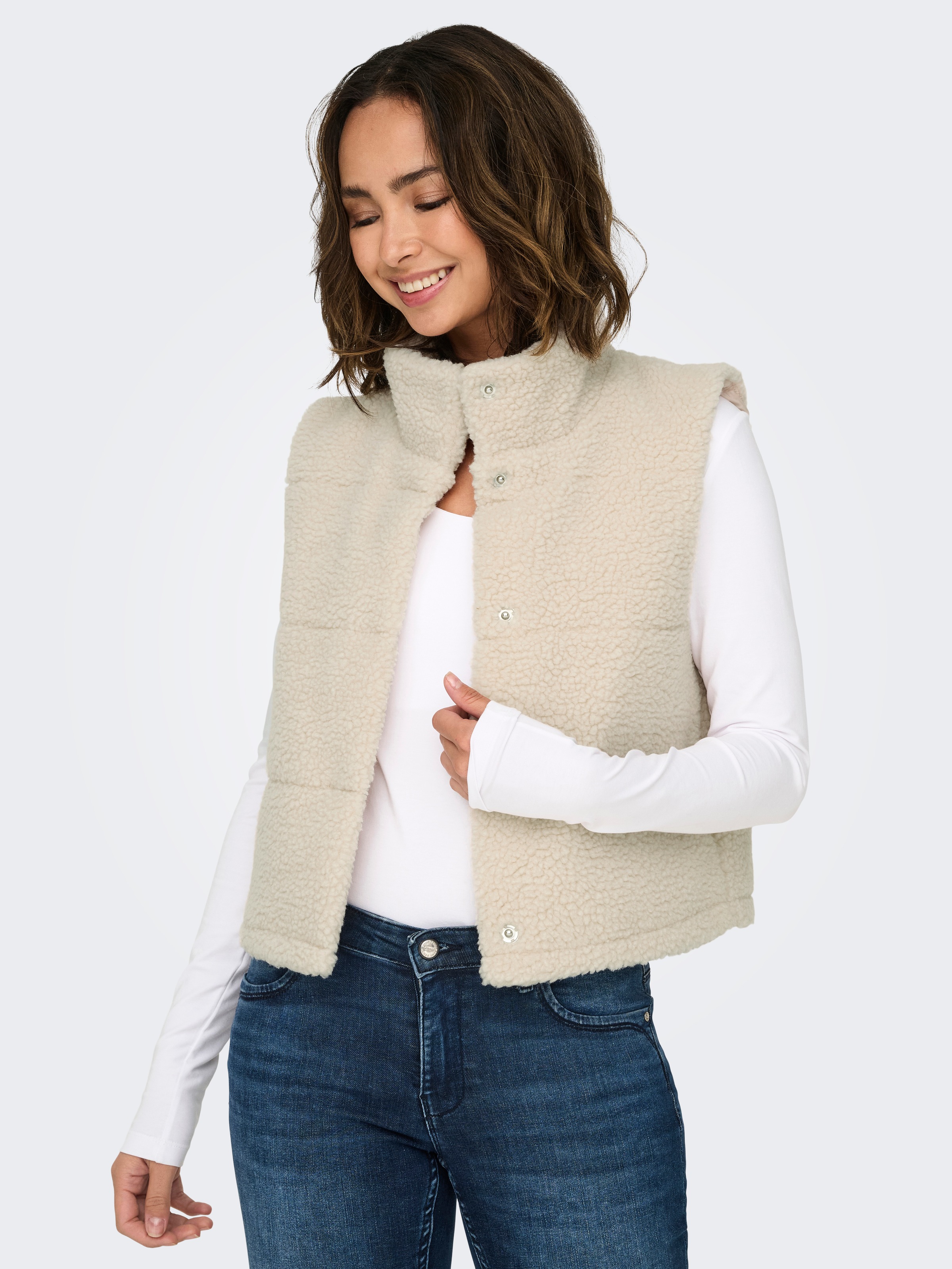 ONLY Anzugweste »ONLSANDRA TEDDY WAISTCOAT LIFE OTW NOOS« Pumice Stone M M Weste von ONLY