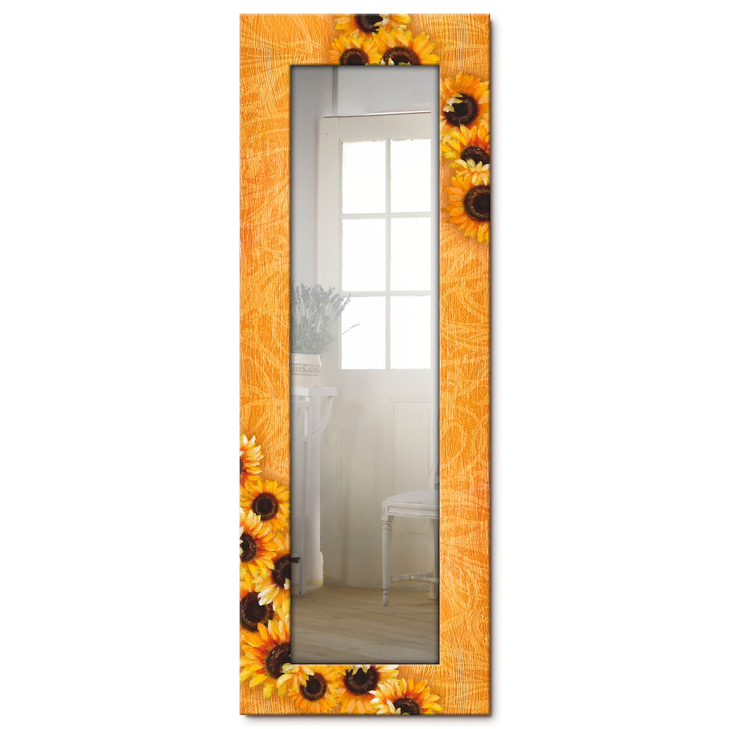 Artland Dekospiegel »Sonnenblumen«, gerahmter Ganzkörperspiegel mit Motivrahmen, geeignet für kleinen, schmalen Flur, Flurspiegel, Mirror Spiegel gerahmt zum Aufhängen
