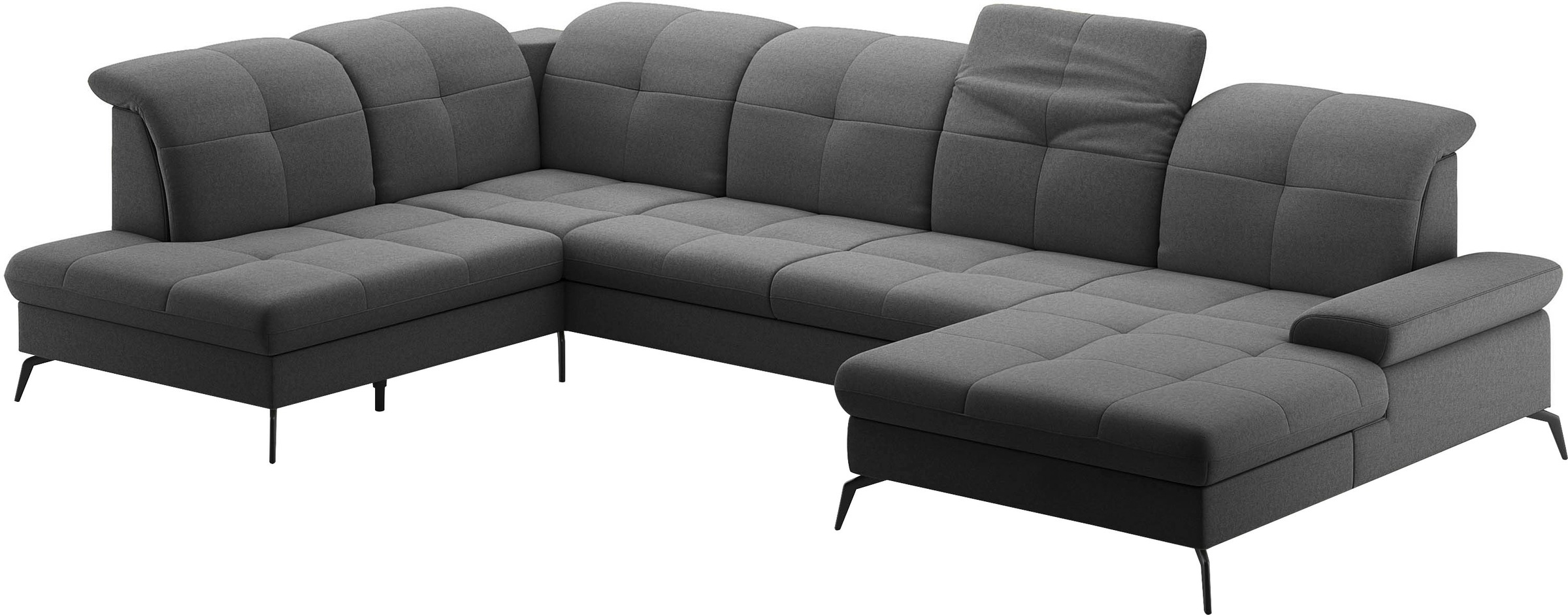 sit&more Wohnlandschaft »Amica, U-Form, inkl. Sitztiefenverstellung und Armteilverstellung«, wahlweise mit Kopfteilverstellung, Bettfunktion und Bettkasten