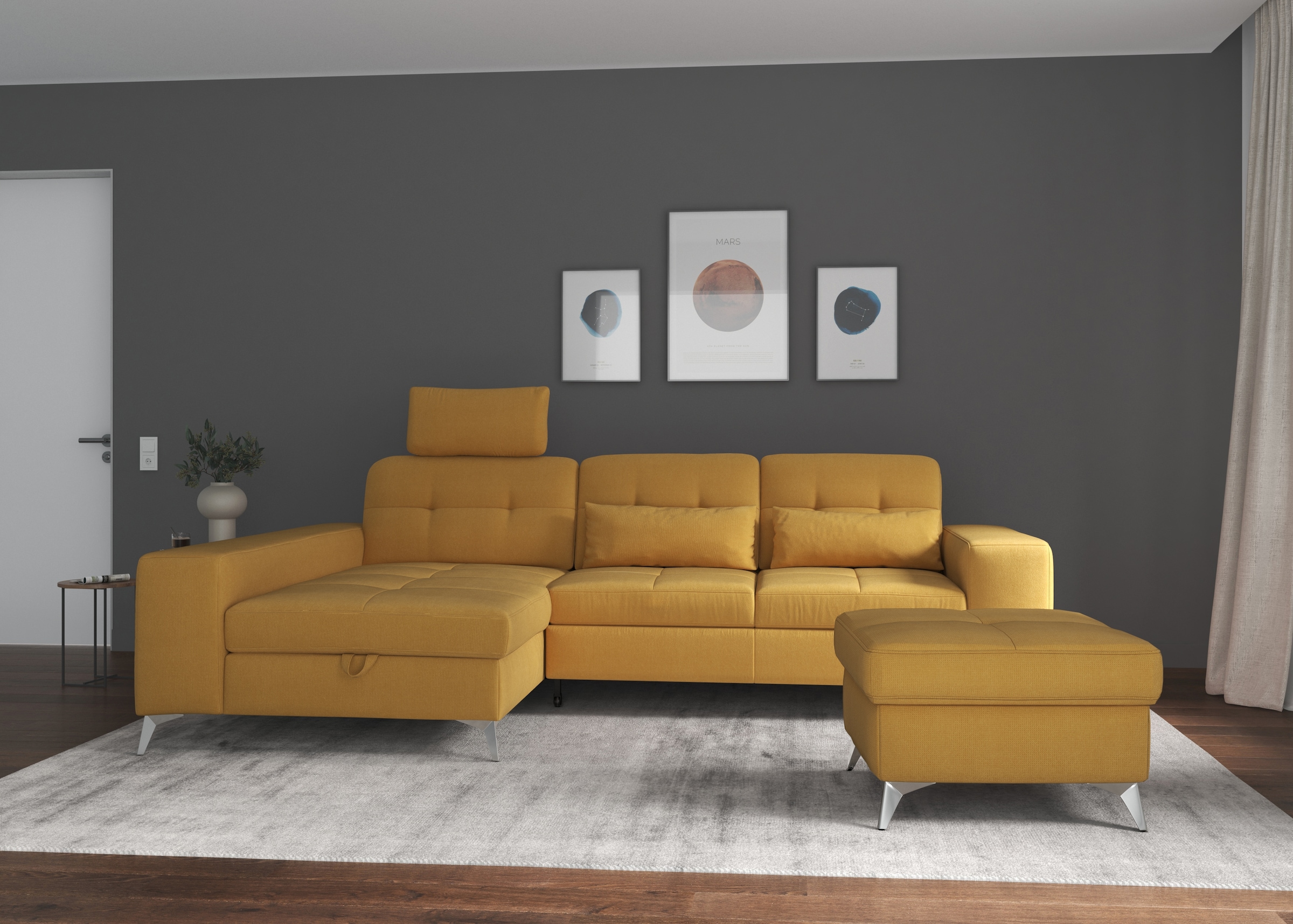 sit&more Ecksofa »Baviene L-Form«, inklusive Sitztiefenverstellung und Federkern, wahlweise Bettfunktion