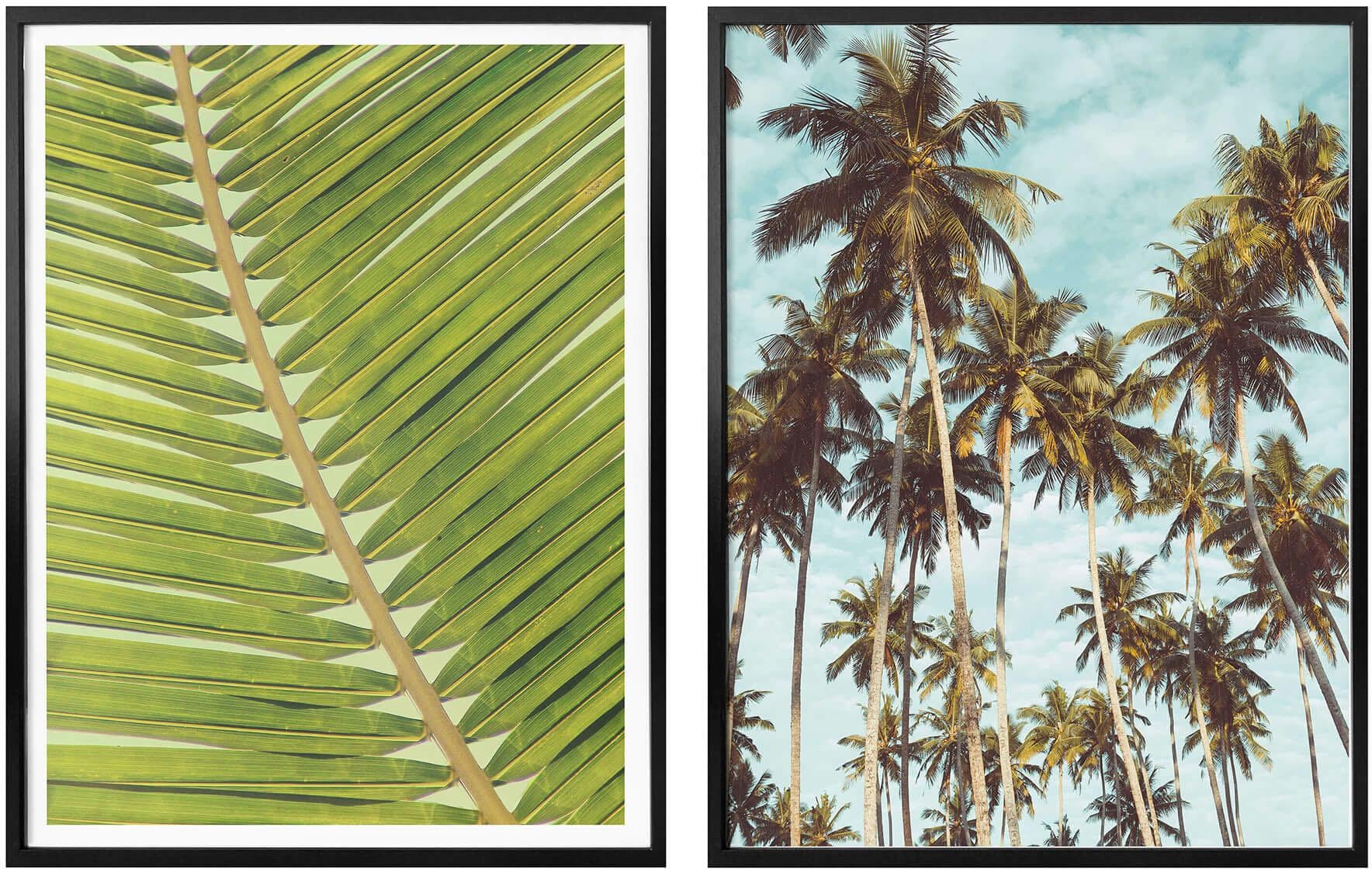 Wall-Art Poster »Palmenblätter Miami Palmen Urlaub«, (Set, 2 St.), Collage günstig online kaufen