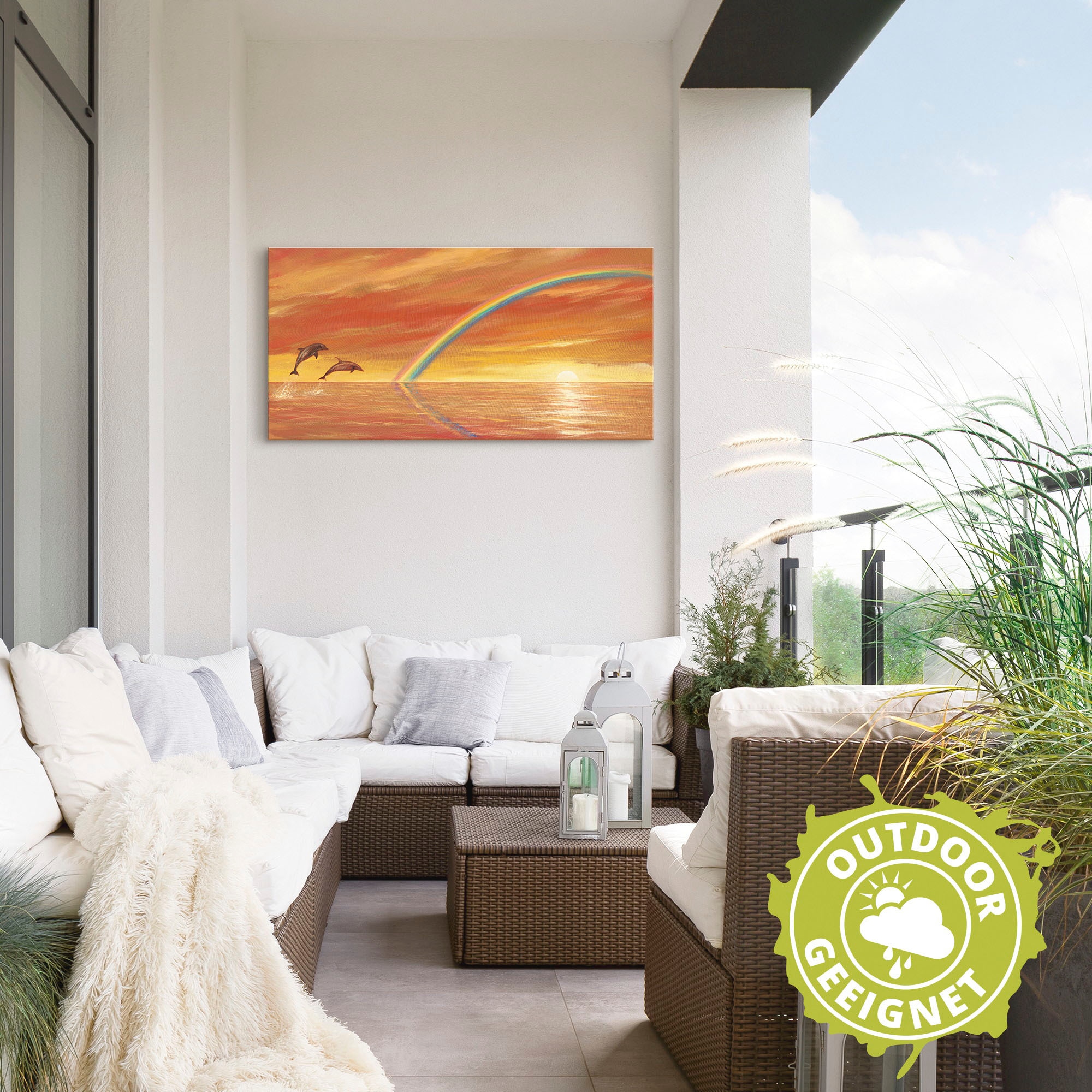 Artland Wandbild »Regenbogen über dem Meer«, Wassertiere, (1 St.), als Alubild, Outdoorbild, Leinwandbild, Wandaufkleber, versch. Größen