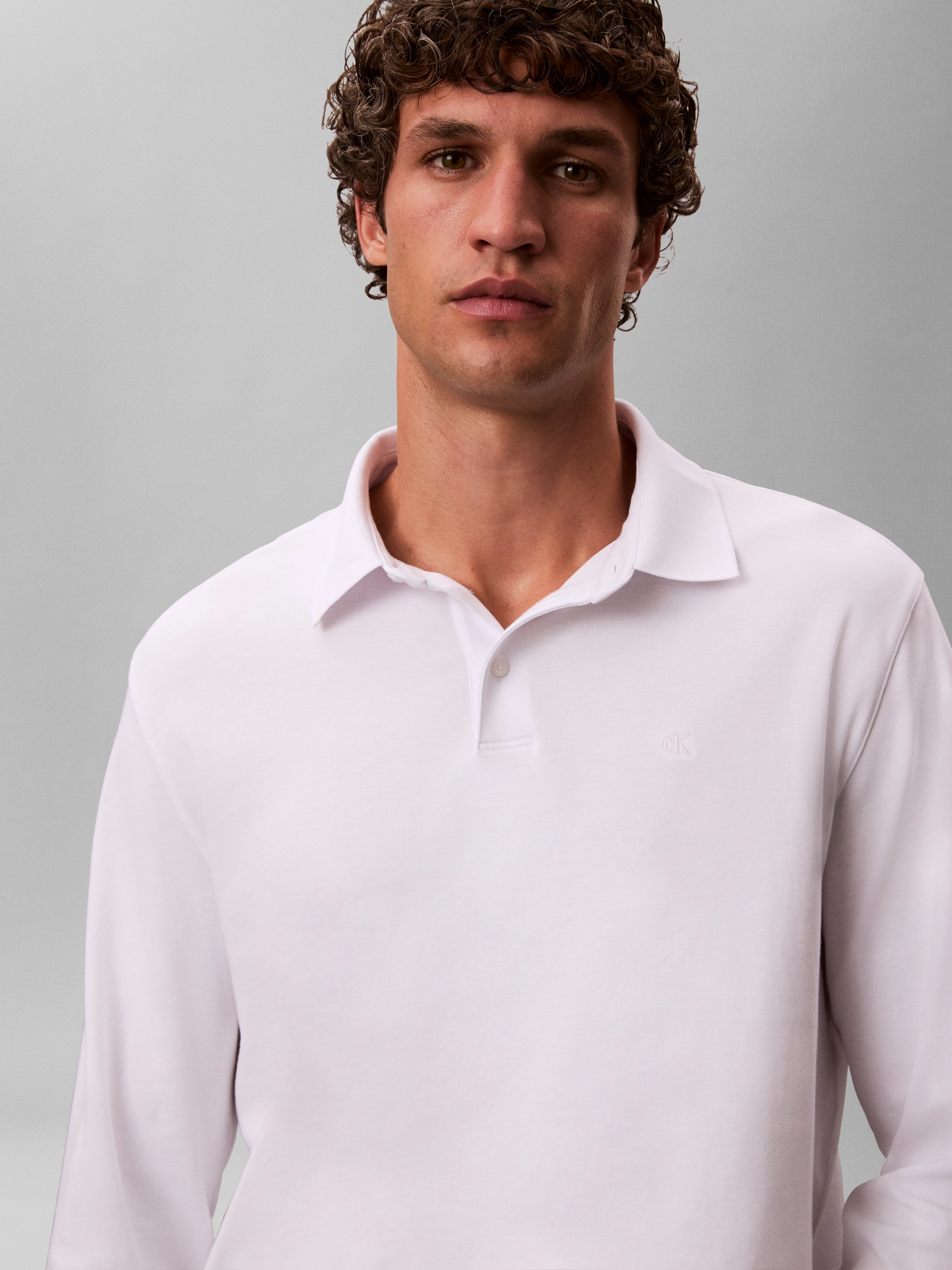 Calvin Klein Langarm-Poloshirt »LS SUPIMA COTTON SOLID POLO«, regular fit mit Rundhalsausschnitt
