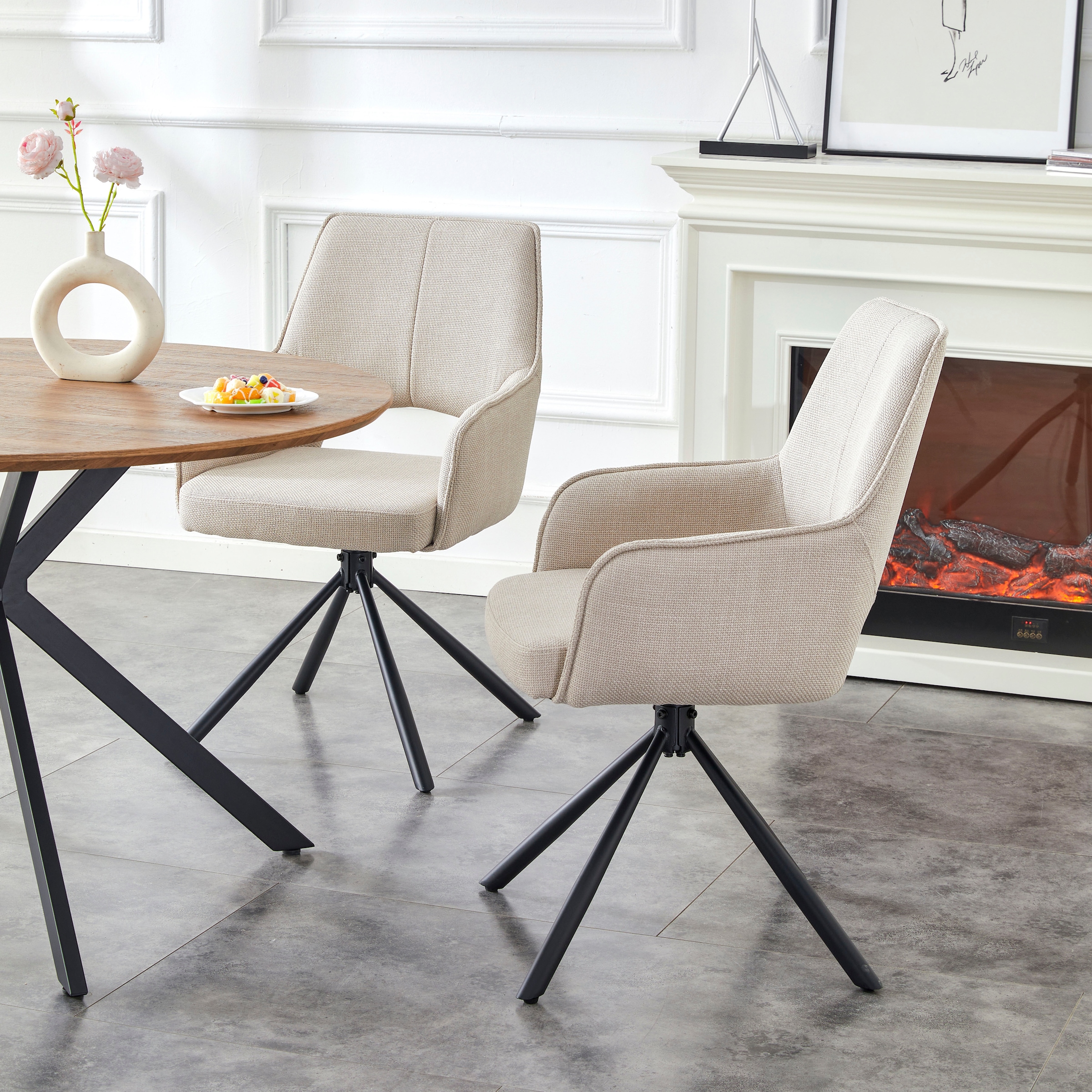 Home affaire Drehstuhl »BELLEVILLE, 2er Set, mit Metallgestell in matt schwarz« (Set) 2 Stk.in verschiedenen Farben, Belsatbarkeit pro Stuhl 120 kg, 360° drehbar