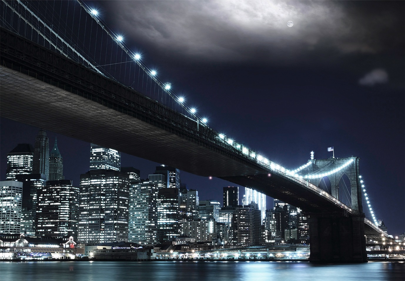 Papermoon Fototapete »Brooklin Bridge by night« glatt günstig online kaufen