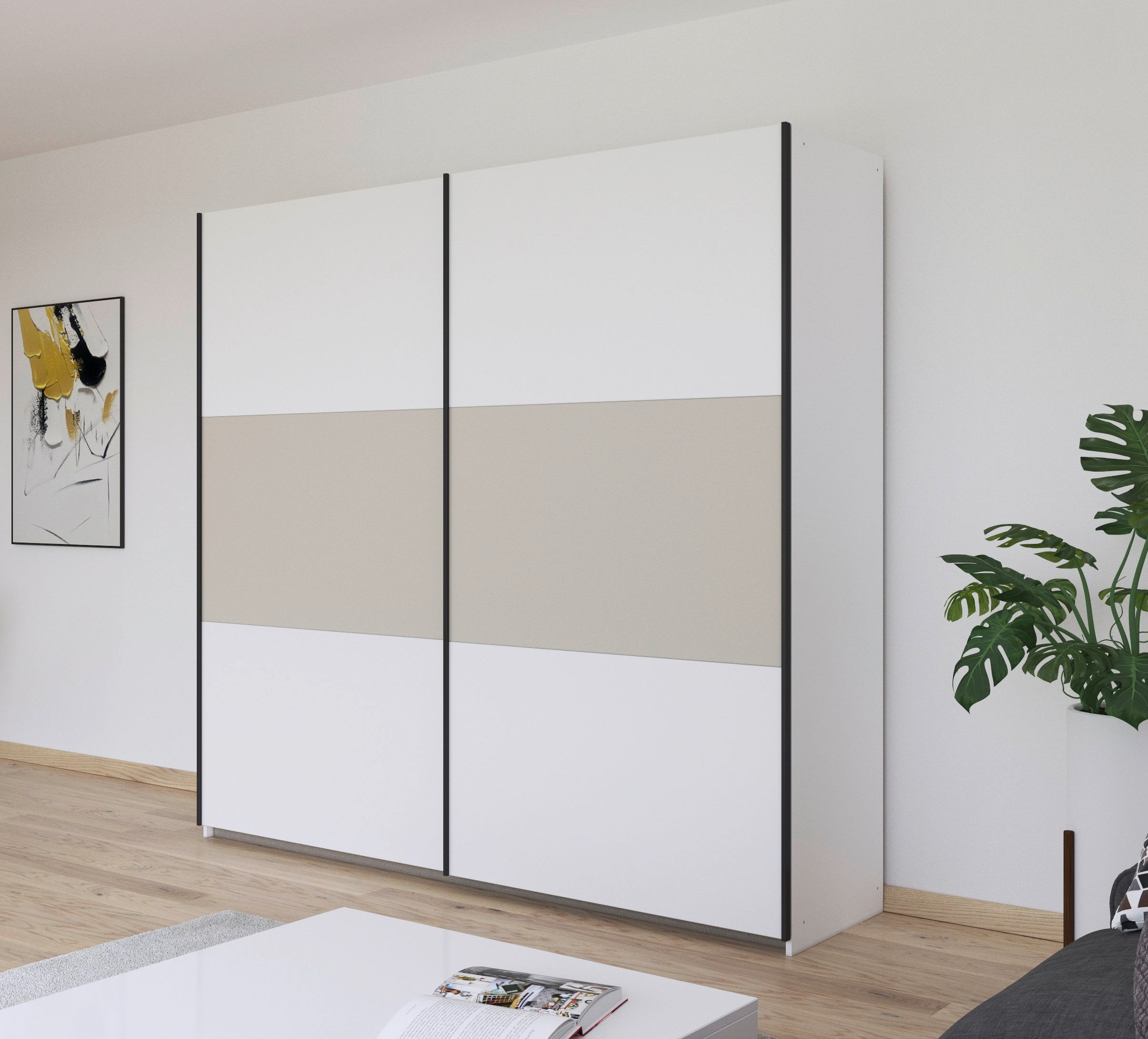rauch Schwebetürenschrank »Kleiderschrank Schrank Garderobe Garderobenschrank Wäscheschrank NEO«, (in 3 verschiedenen Ausstattungen BASIC/CLASSIC/PREMIUM), mit großzügigem Stauraum und vielfältigen Farbkombinationen