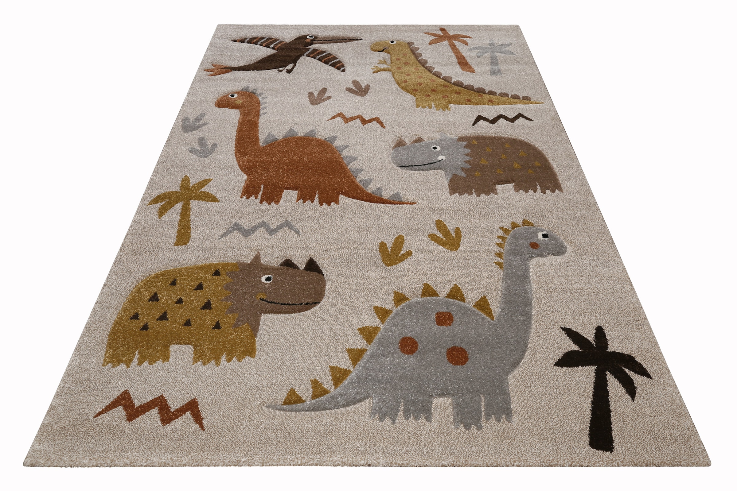 SMART KIDS Kinderteppich »T-Rex & Friends«, rechteckig, 10 mm Höhe, Moderner Spielteppich, strapazierfähig, pflegeleicht, Konturenschnitt