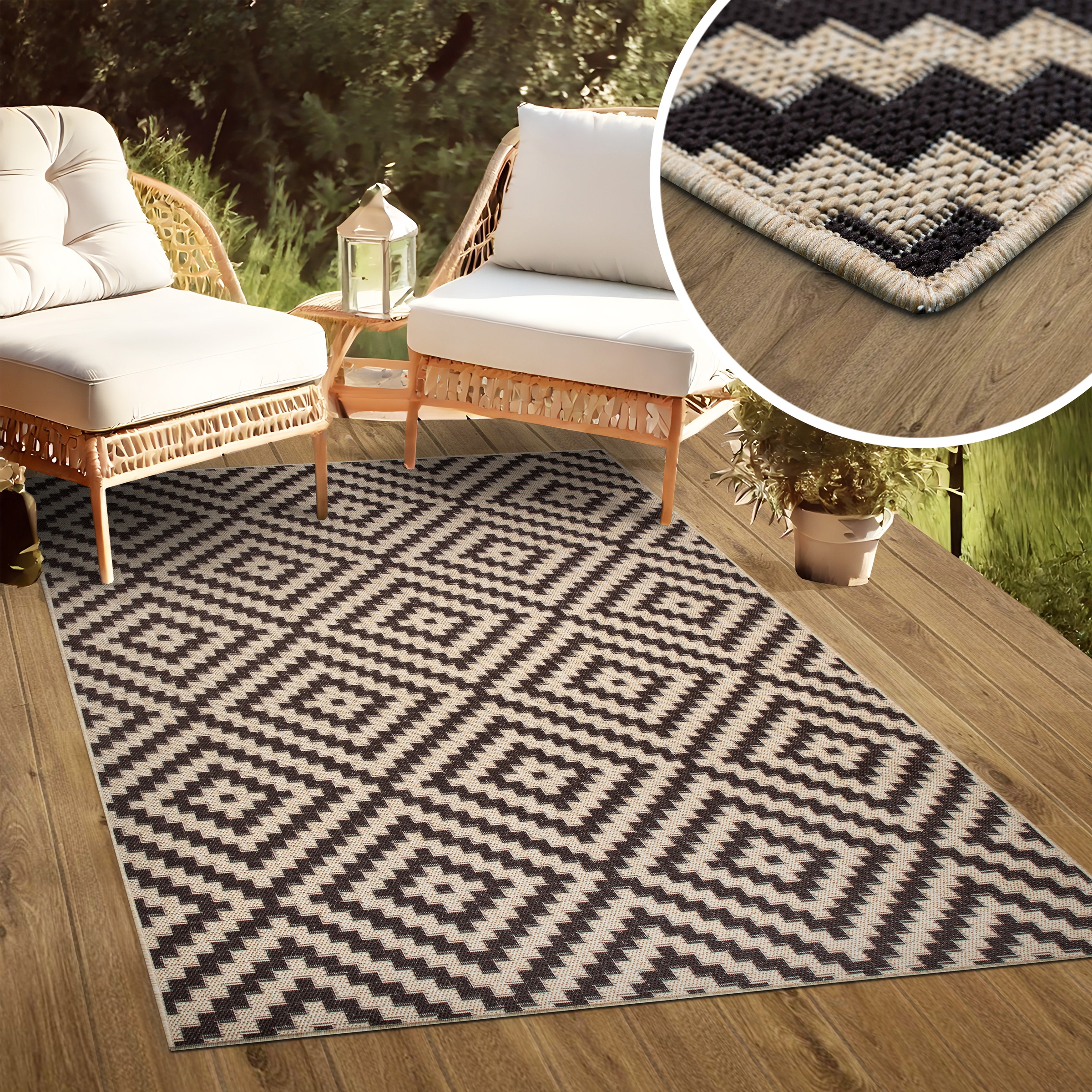 my home Teppich »Cordoba auch als Läufer erhältlich«, rechteckig, 3 mm Höhe, In- und Outdoor geeignet, Sisal-Optik, Wetterfest & UV-beständig, Boho