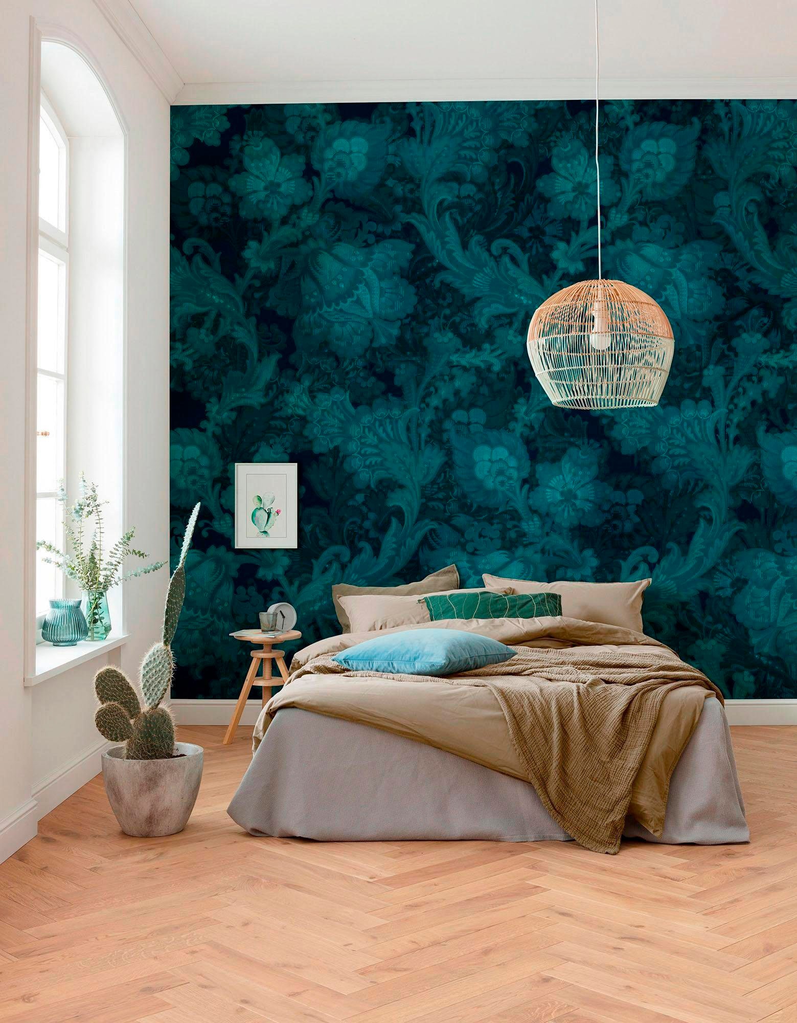 Komar Vliestapete »Digitaldruck Vlies - Fleurs de Nuit - Größe 400 x 280 cm«, bedruckt, Wohnzimmer, Schlafzimmer