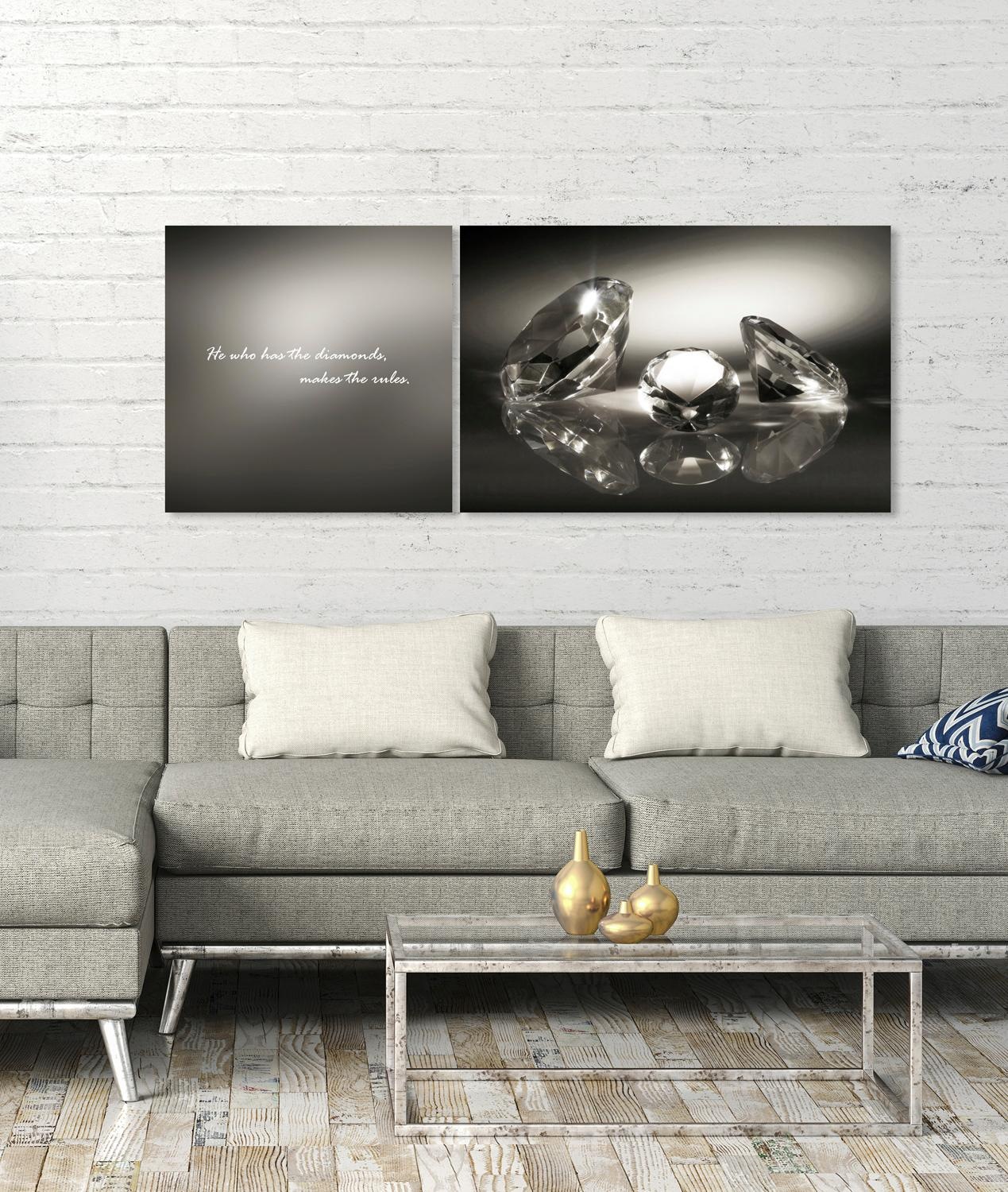 queence Leinwandbild »Diamonds«, Stein-Kunst-Modern-Spa-Spa Bilder-Sprüche- günstig online kaufen
