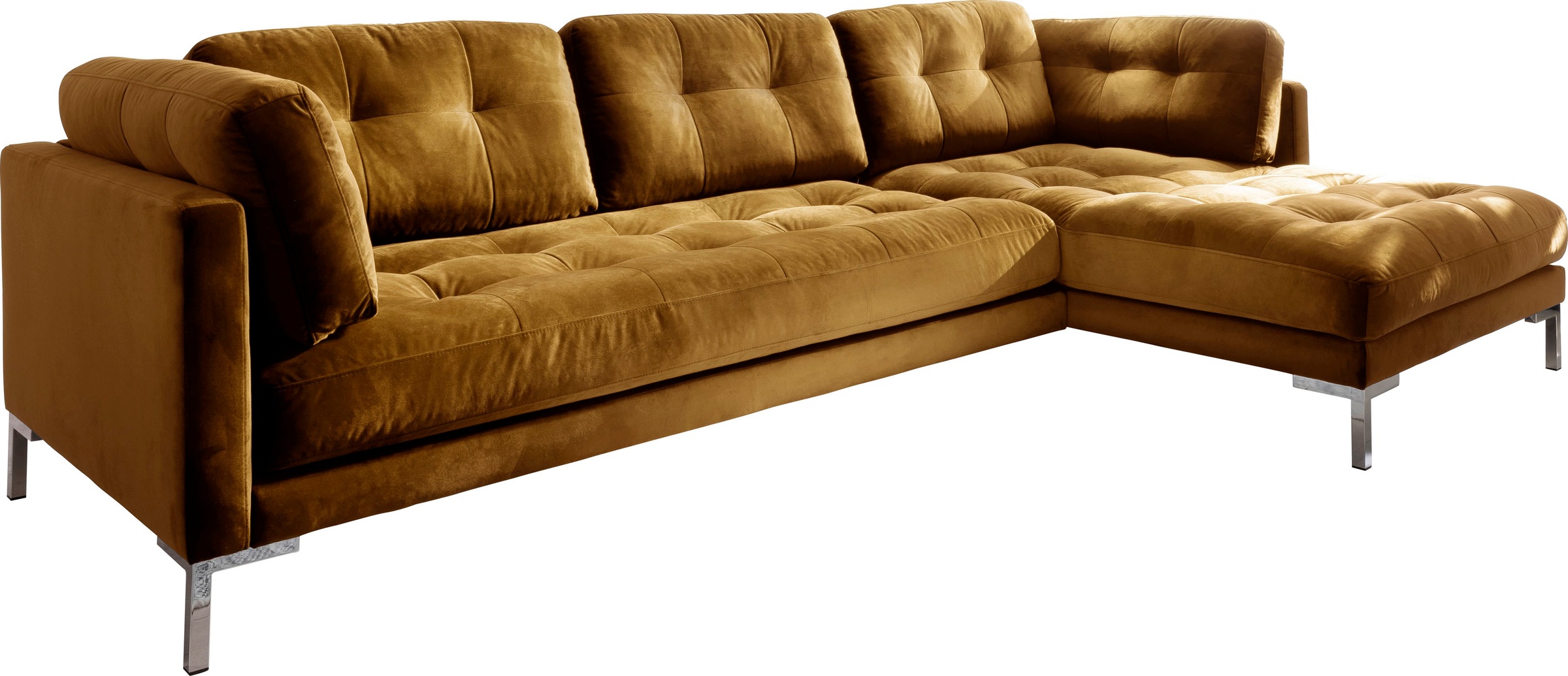 Trends by HG Ecksofa »Landau L-Form« in Cord-Stoff mit Metallfuß günstig online kaufen