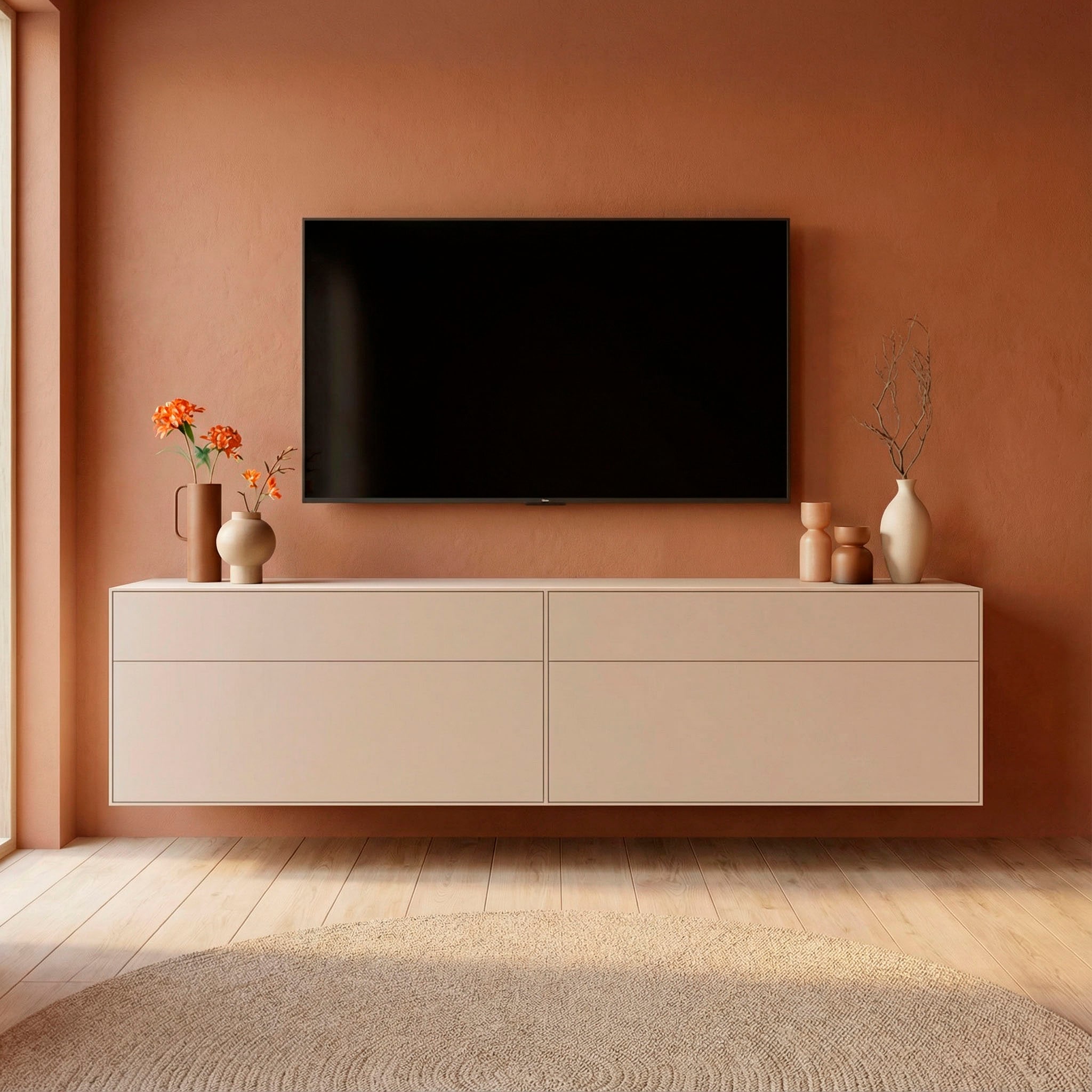 LeGer Home by Lena Gercke Lowboard »Essentials, TV-Board, TV-Kommode, TV-Schrank,  TV-Möbel« 2 Stk. tlg. Breite: 222 cm, UV lackiert, Push-to-open-Funktion