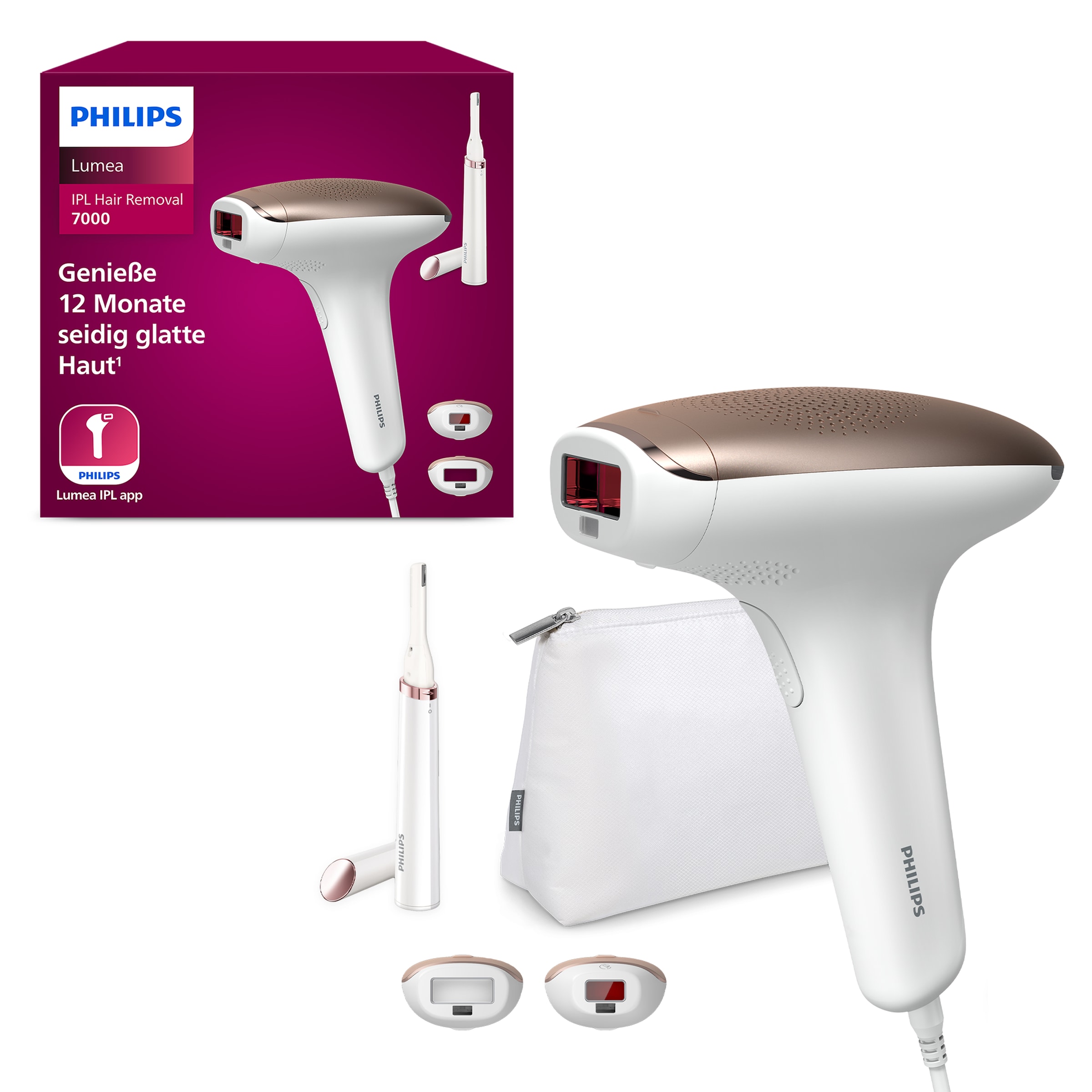 Philips IPL-Haarentferner »Lumea S7000 BRI921/00«, 250000 Lichtimpulse, 2 Aufsätze (Körper und Gesicht), inkl. Präzisionstrimmer