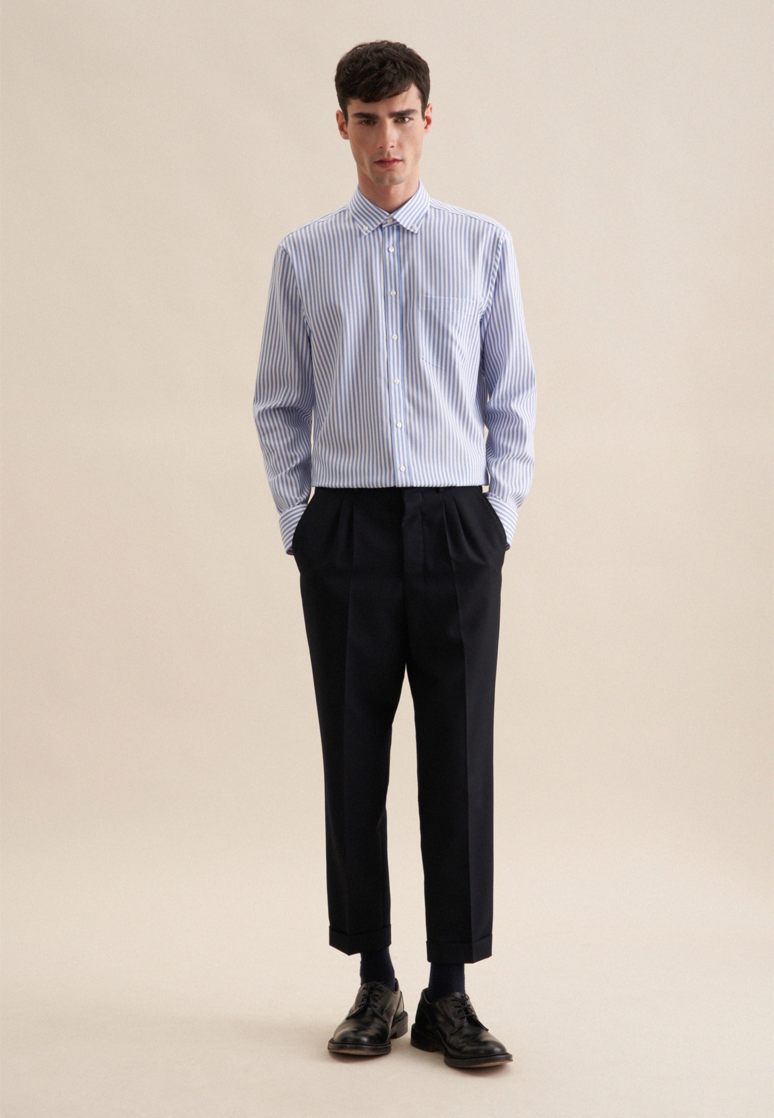 seidensticker Businesshemd »Regular«, Regular Langarm Button-Down-Kragen Streifen