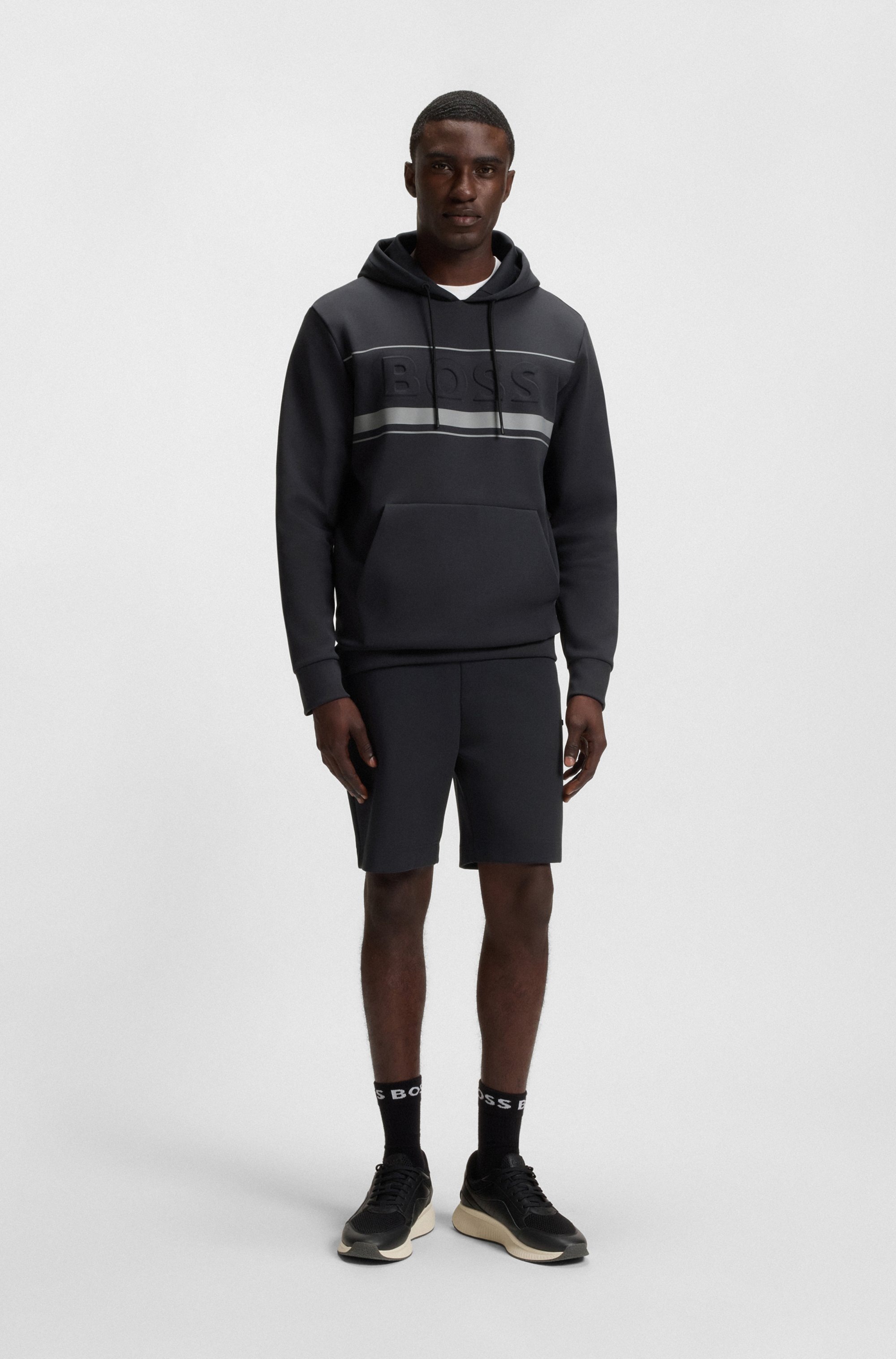 BOSS GREEN Kapuzensweatshirt »Soody Zone«, mit geprägtem Logo und sportiven Streifen