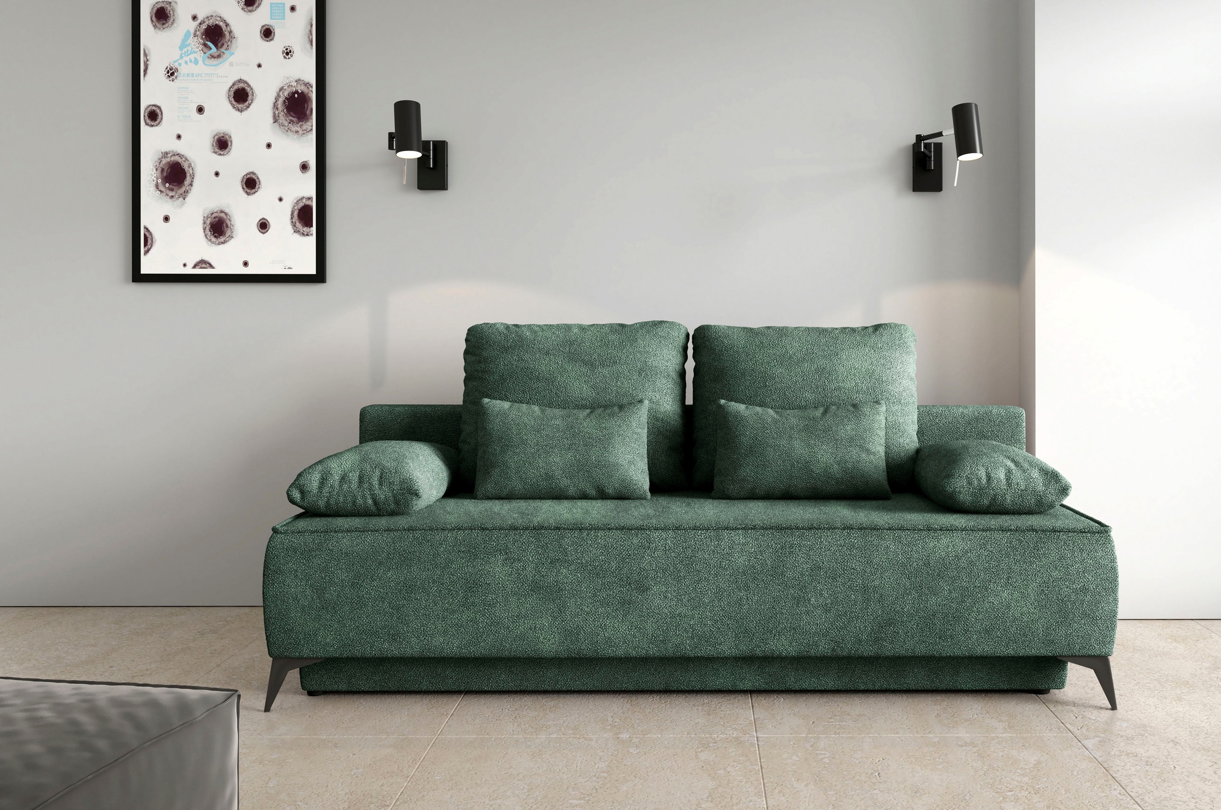 WERK2 Schlafsofa »Indira Samtvelour Boucle Bezug, Breite 206cm, Liegefläche günstig online kaufen