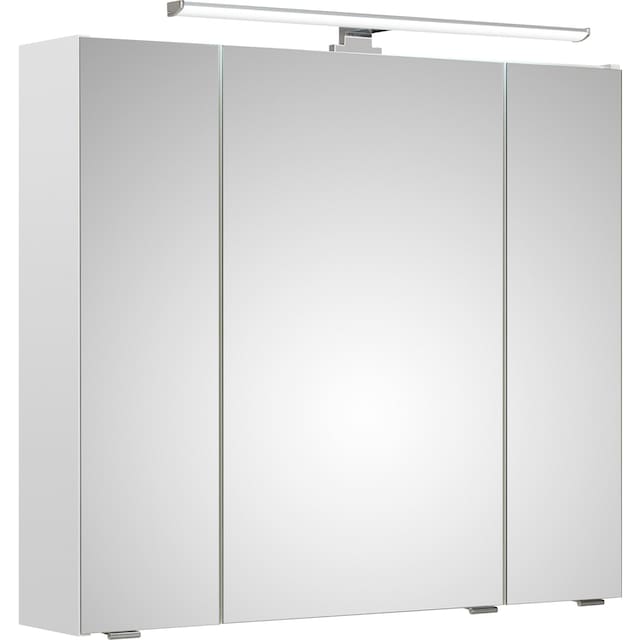 PELIPAL Spiegelschrank »Quickset«, Breite 80 cm, 3-türig, LED-Beleuchtung,  Schalter-/Steckdosenbox auf Raten bestellen