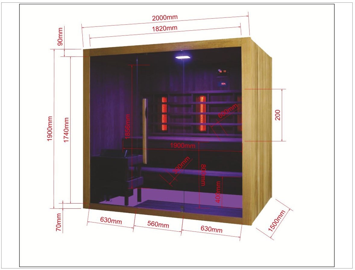 Sanotechnik Sauna »»KOTKA« mit Infrarotkabine«, geeignet für 5 Personen, Espenholz