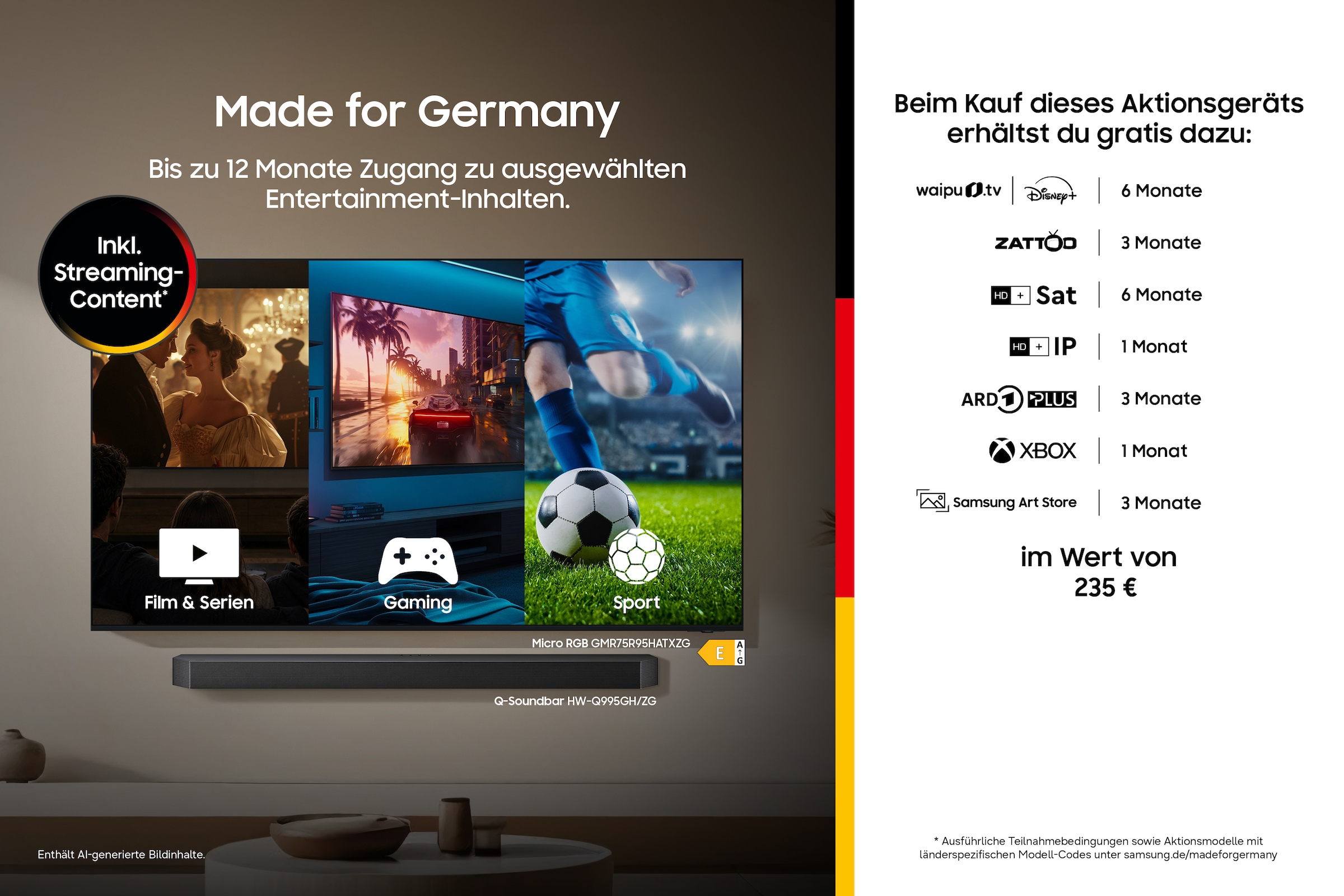 Samsung QLED-Fernseher »GQ65QN70HAU« 163 cm/65 ″ Smart-TV Real QLED, Quantum-Mini-LEDs, Gaming Hub mit 144 Hz, Adaptive Sound+