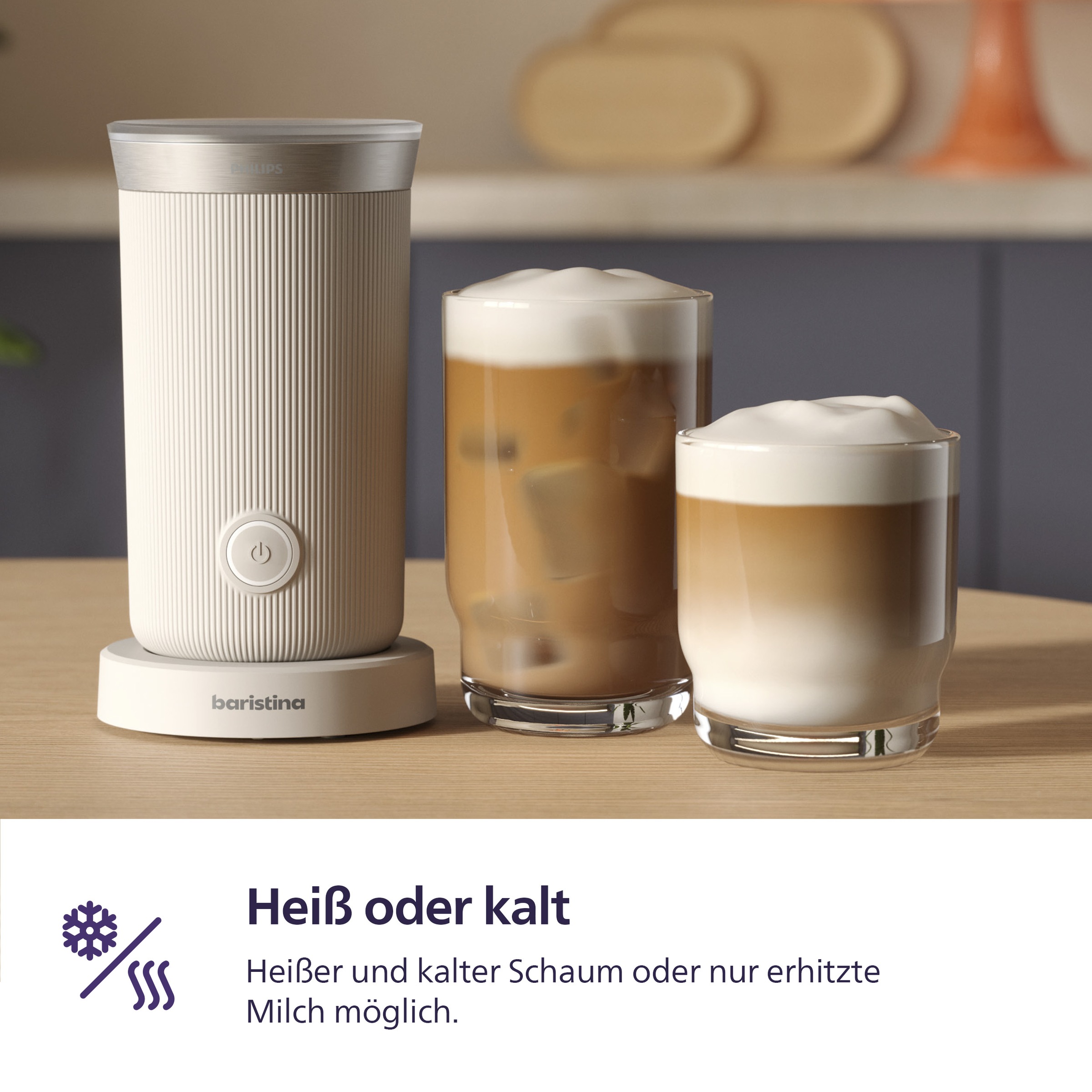 PHILIPS baristina Milchaufschäumer »BAR311, Antihaftbeschichtung, leichte Reinigung« warmer und kalter Milchschaum, 120 ml Fassungsvermögen