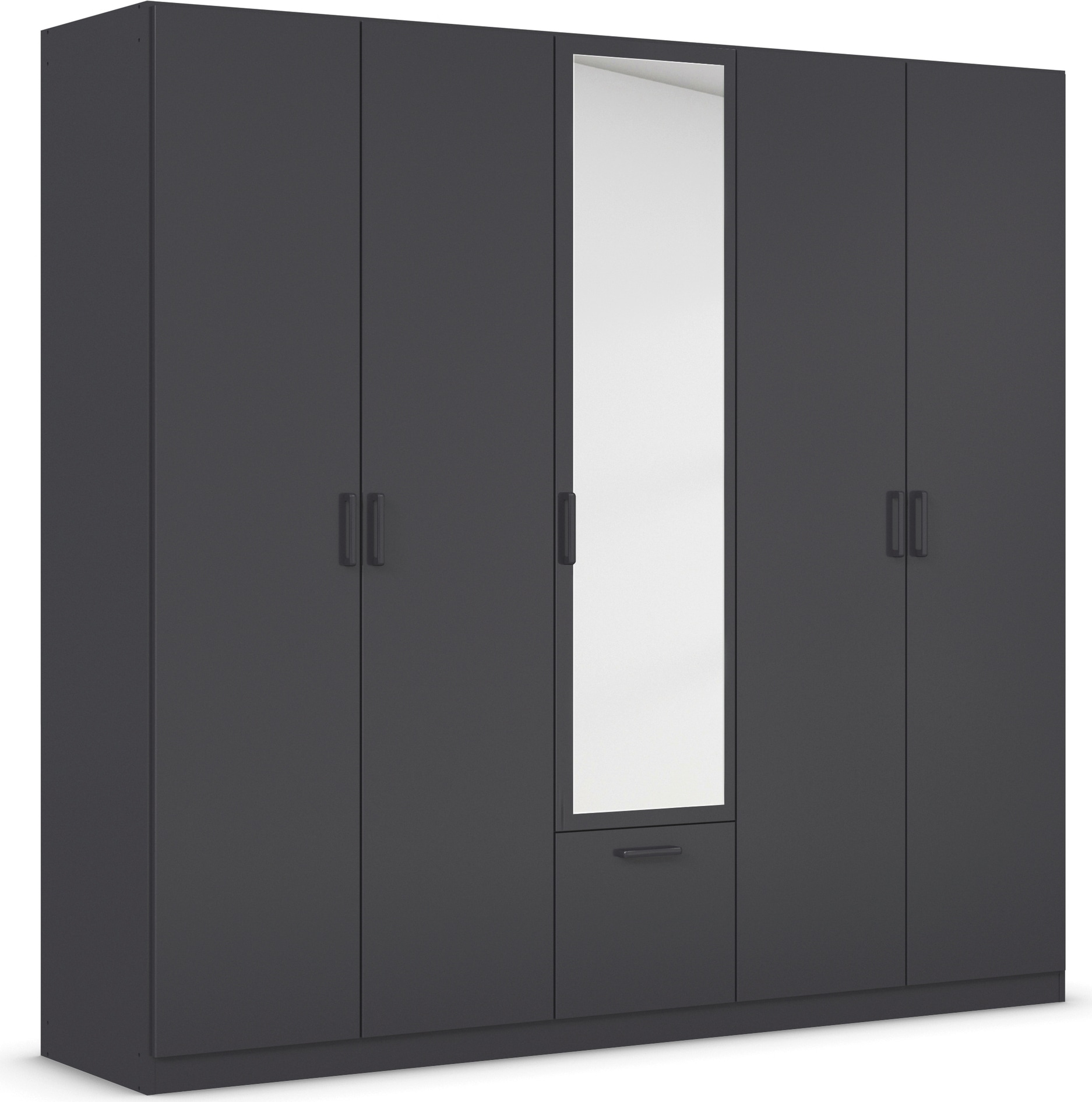 rauch Drehtürenschrank »Kleiderschrank Schrank Garderobe Wäscheschrank BARI mit Spiegel«, mit Schubasten mittig, moderner Griff in Graumetallic MADE IN GERMANY