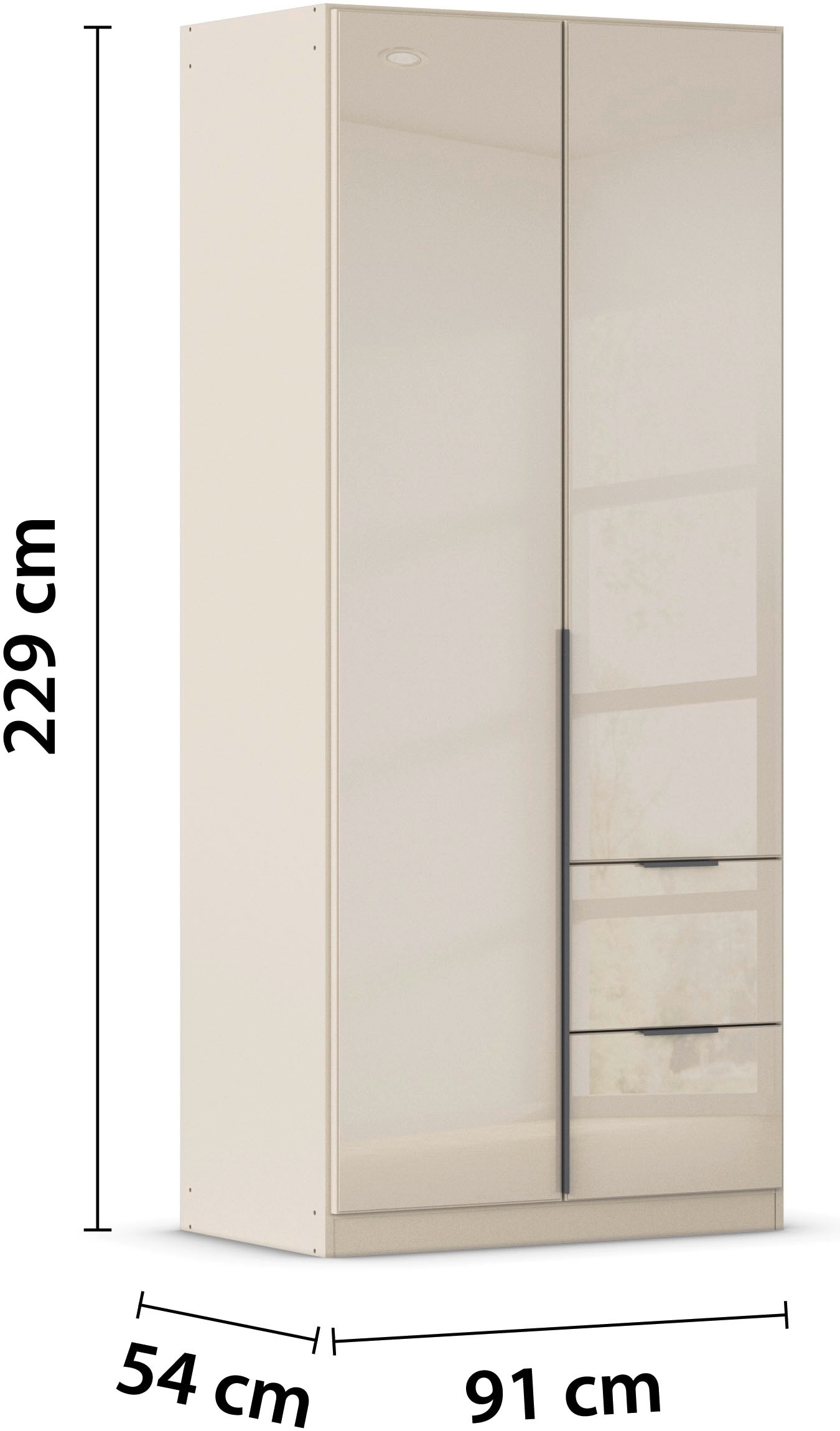 rauch Drehtürenschrank »Kleiderschrank Kleiderschränke Schrank Garderobe AGORDO mit Glasfront«, (in zwei Griff-Farben mit Glasfront), mit Außenschubkästen, in 6 Breiten und 2 Höhen MADE IN GERMANY