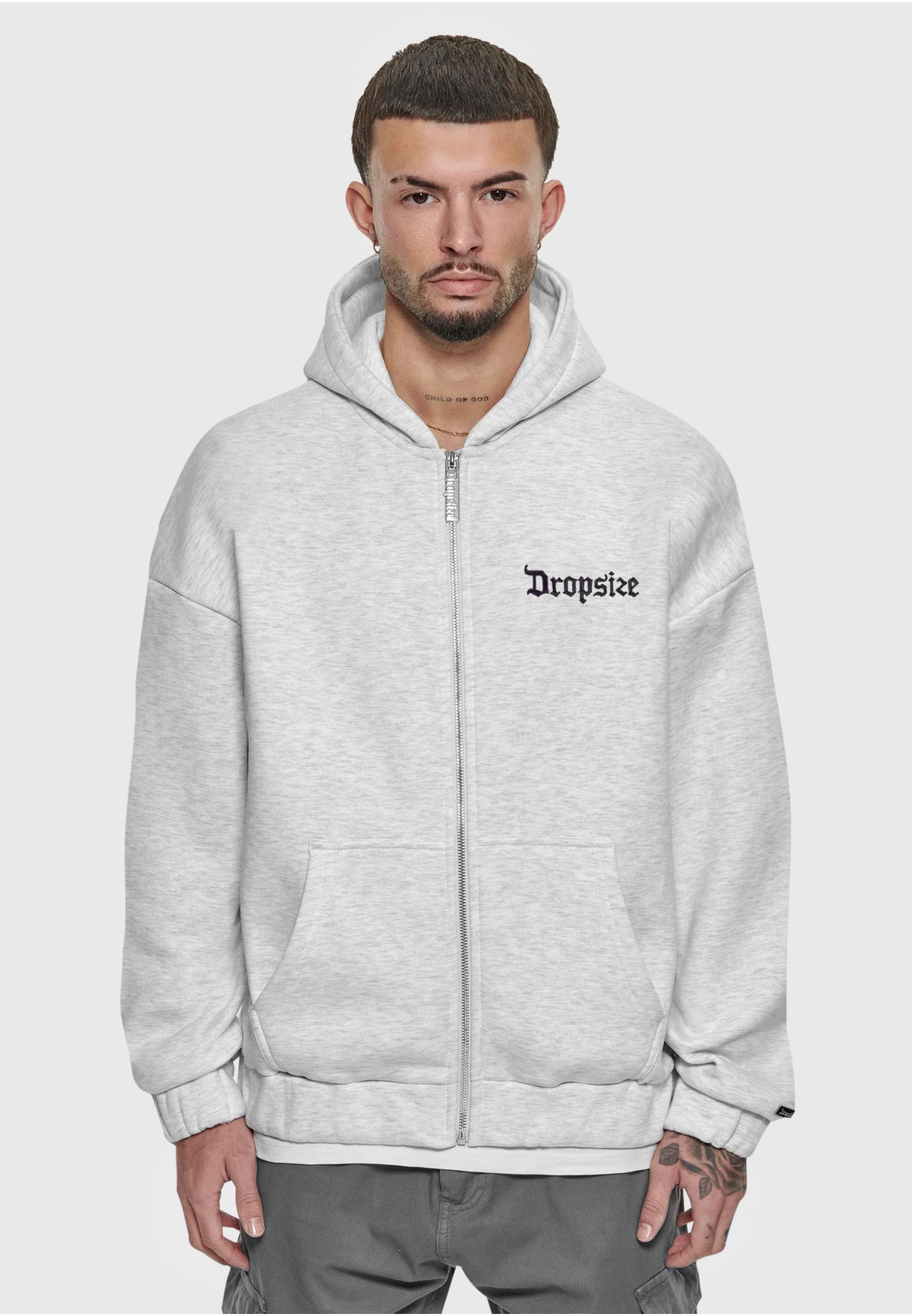 Dropsize Trainingsjacke »Dropsize Herren Dropsize Super Heavy Oversized Zip Hoodie« 1 Stk. tlg. mit Kapuze
