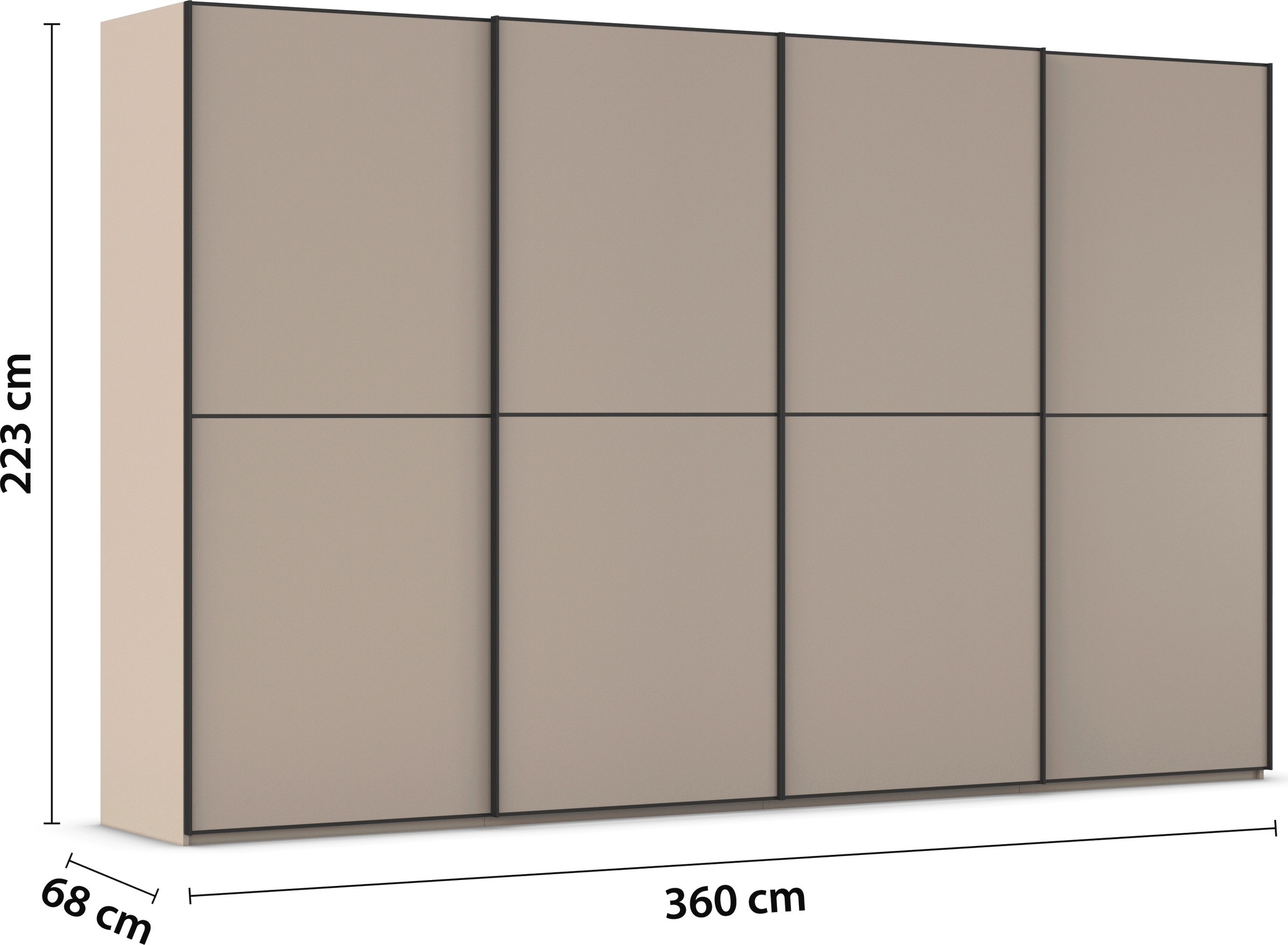 rauch Schwebetürenschrank »Kleiderschrank Schrank Garderobe Schlafzimmerschrank SCALE-DUO«, edle zweigeteilte Türen und 3 Zierleisten MADE IN GERMANY