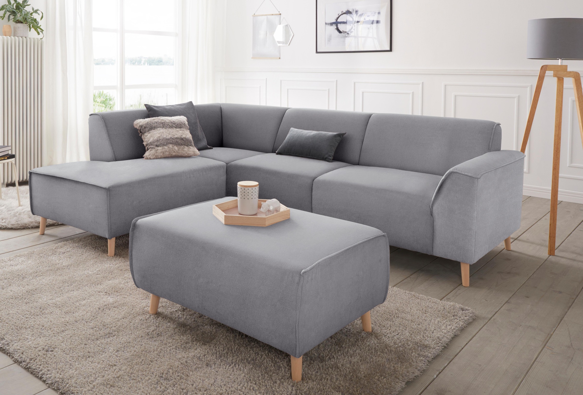 andas Ecksofa »Janek Scandic Design, elegant und zeitlos, L-Form« mit Feder günstig online kaufen