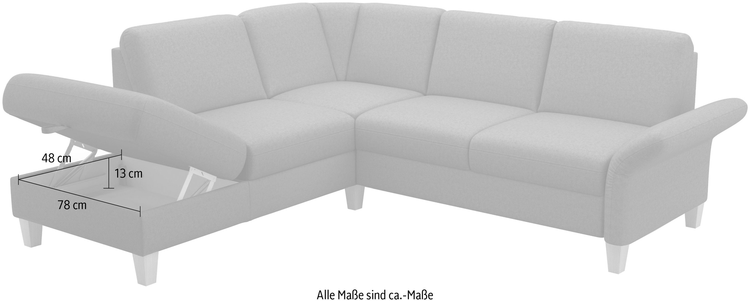 Home affaire Ecksofa »Rochelle«, wahlweise mit Armlverstellung, Klappbett mit Rollen & Bettkasten