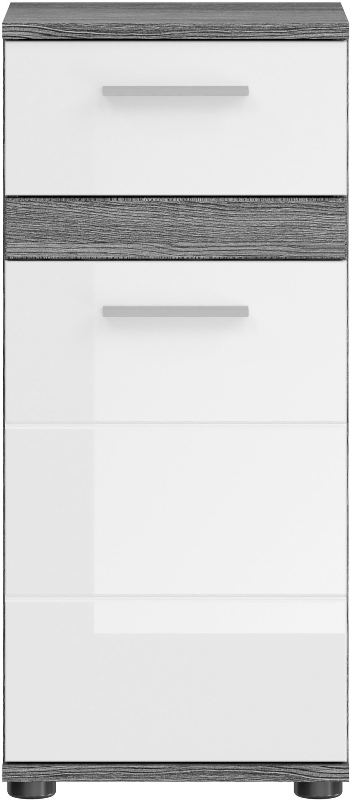 welltime Badmöbel-Set »LUCCA, 4-teilig, TOPSELLER!, MDF Hochglanzfront, bestehend aus:«, (Set, 4 St.), Waschbeckenunterschrank, Spiegel, Unterschrank, Hängeschrank