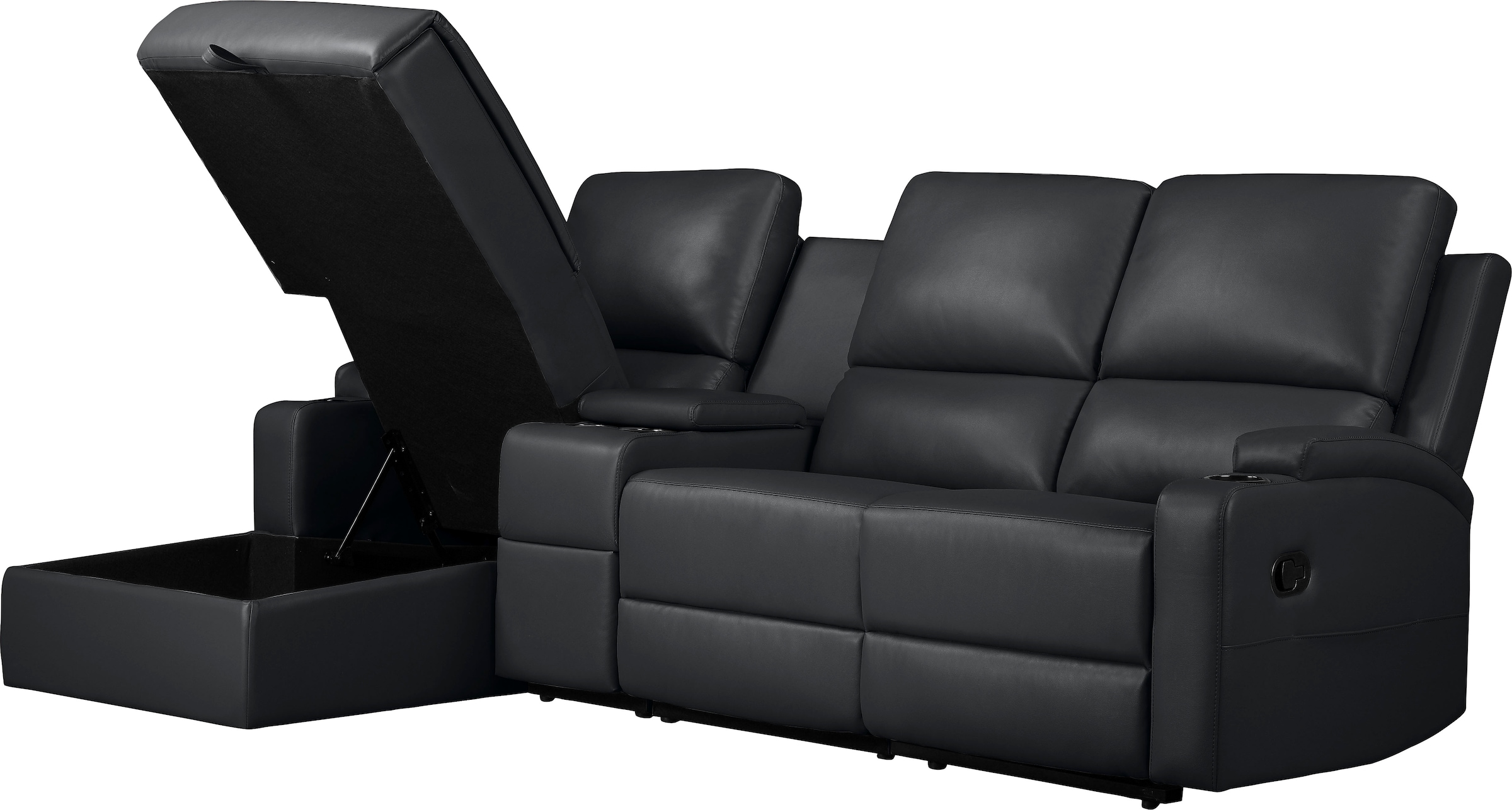 Home affaire Ecksofa »NAPORI Multimediasofa, 3er Kinosessel XXL, L-Form, 3 Bezugsstoffe«, Kinosofa mit Relaxfunktion, Getränkehalter, Staufach und Staukasten