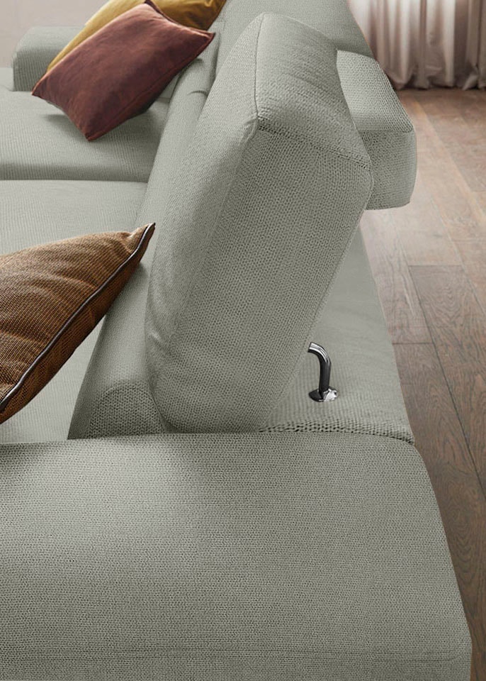 W.SCHILLIG Ecksofa »piedroo, Designsofa mit tollem Sitzkomfort, bequem und elegant, L-Form« Kopfteilverstellung, wahlweise mit Sitztiefenverstellung, Breite 343cm
