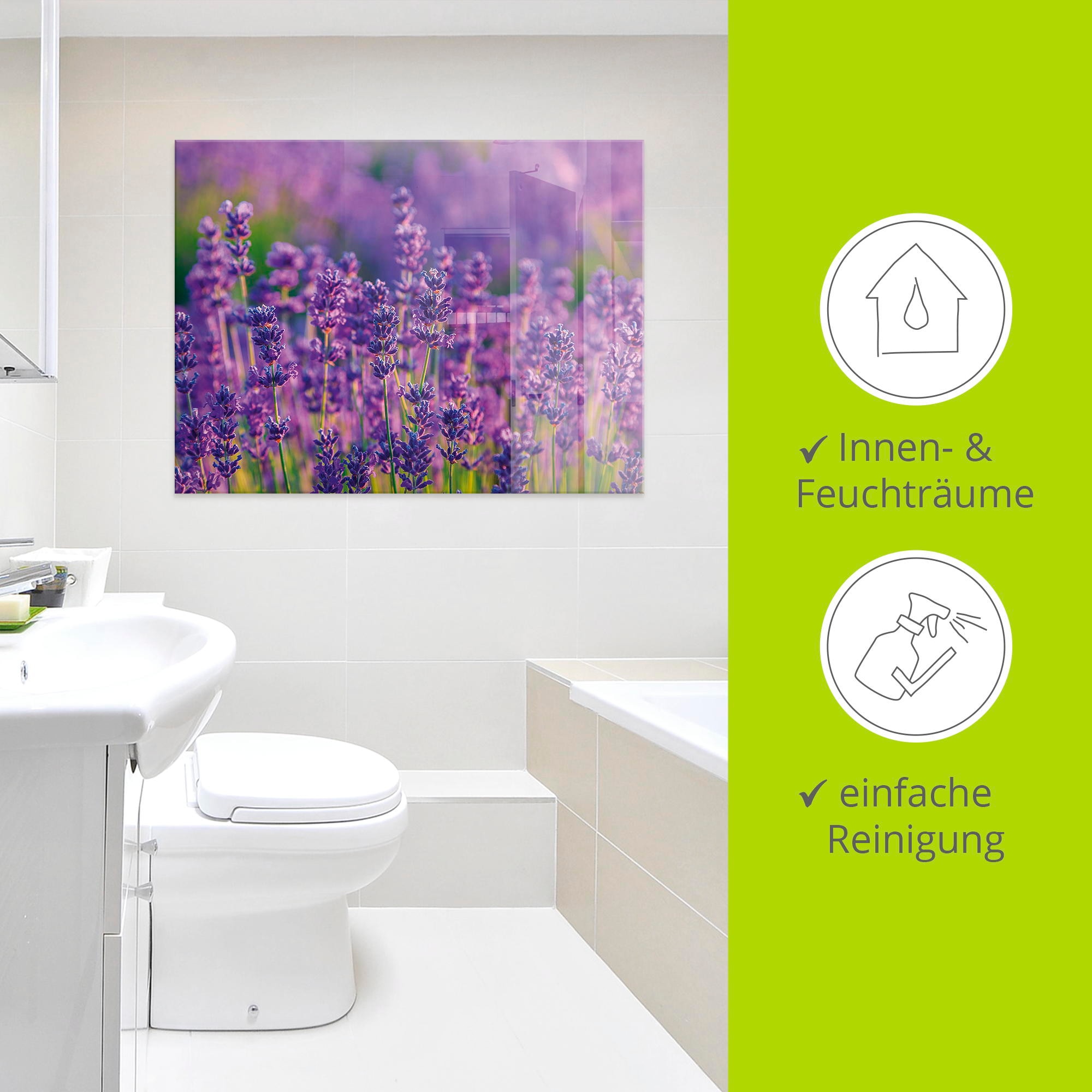 Artland Glasbild »Lavendelfeld in Tihany, Ungarn« Felder 1 Stk. tlg. in verschiedenen Größen