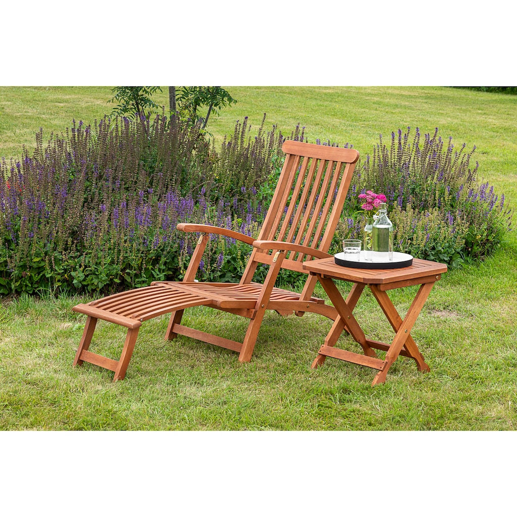 MERXX Gartensessel »Deckchair«, (Set, 2 St., 1x Sessel, 1x Klapphocker)