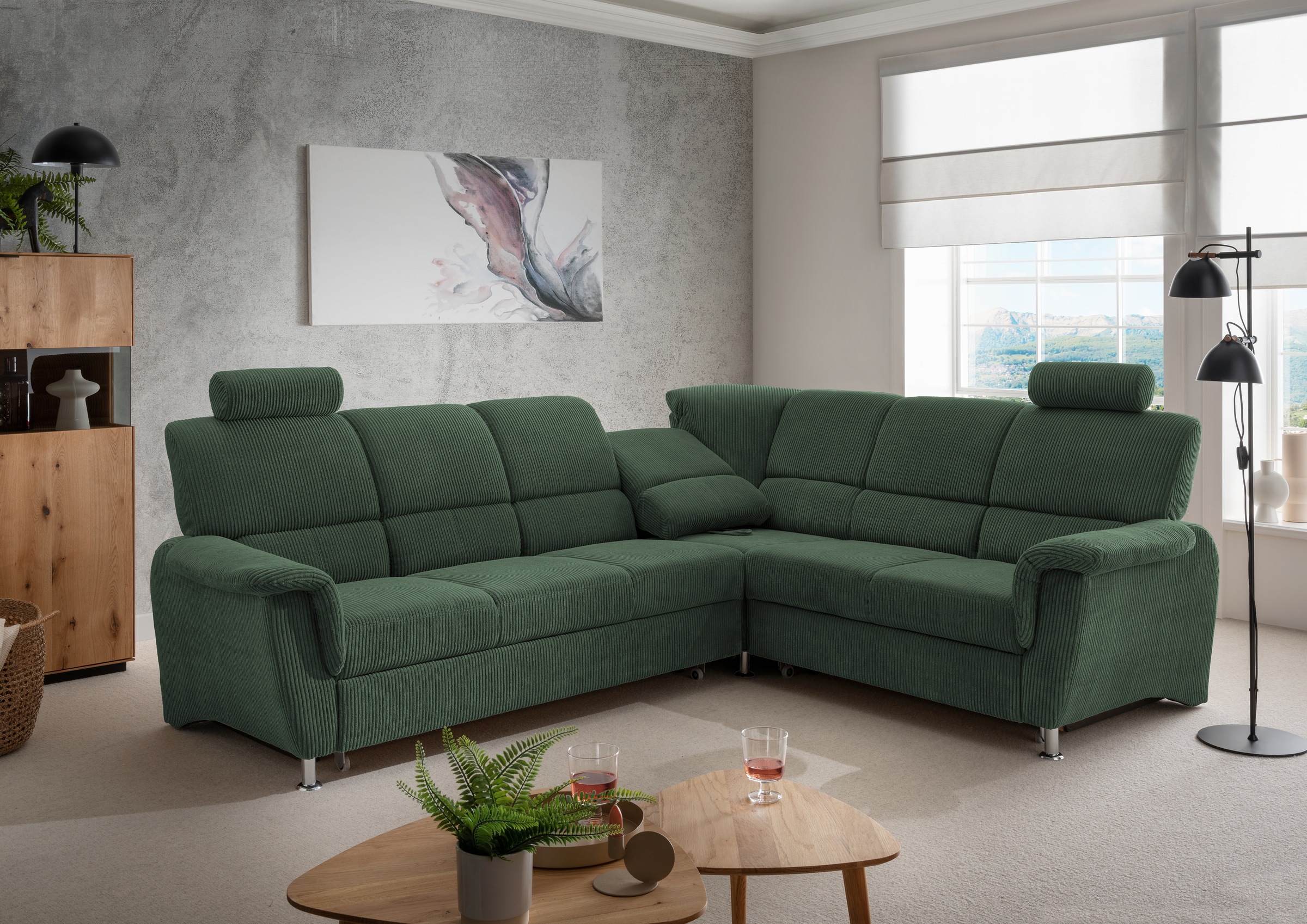 Home affaire Ecksofa »Pisa L-Form, mit Schlaffunktion, Stauraum, 2x höhenve günstig online kaufen