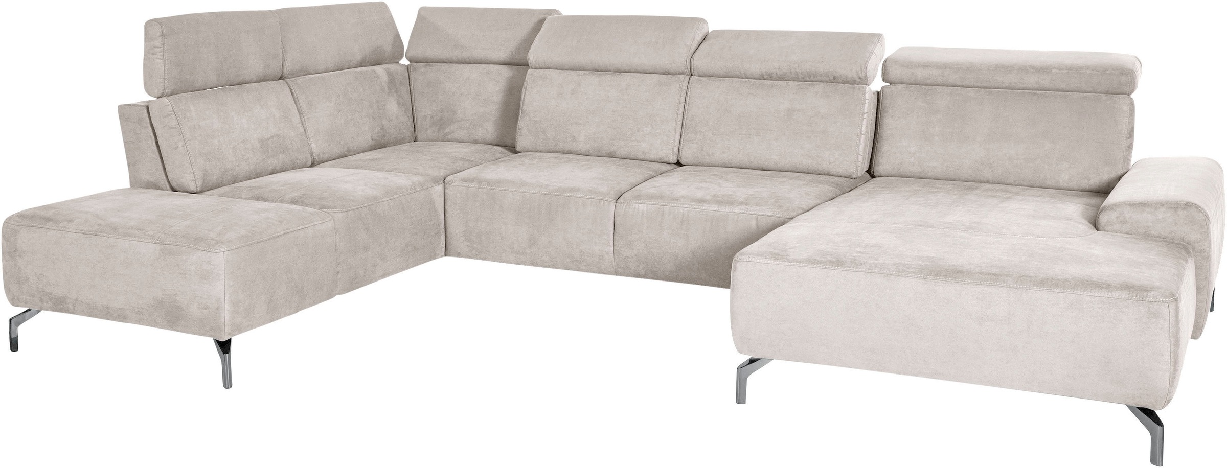 sit&more Wohnlandschaft »Gizeh U-Form«, 15 cm Fußhöhe, inklusive Sitztiefenverstellung und Kopfteilverstellung