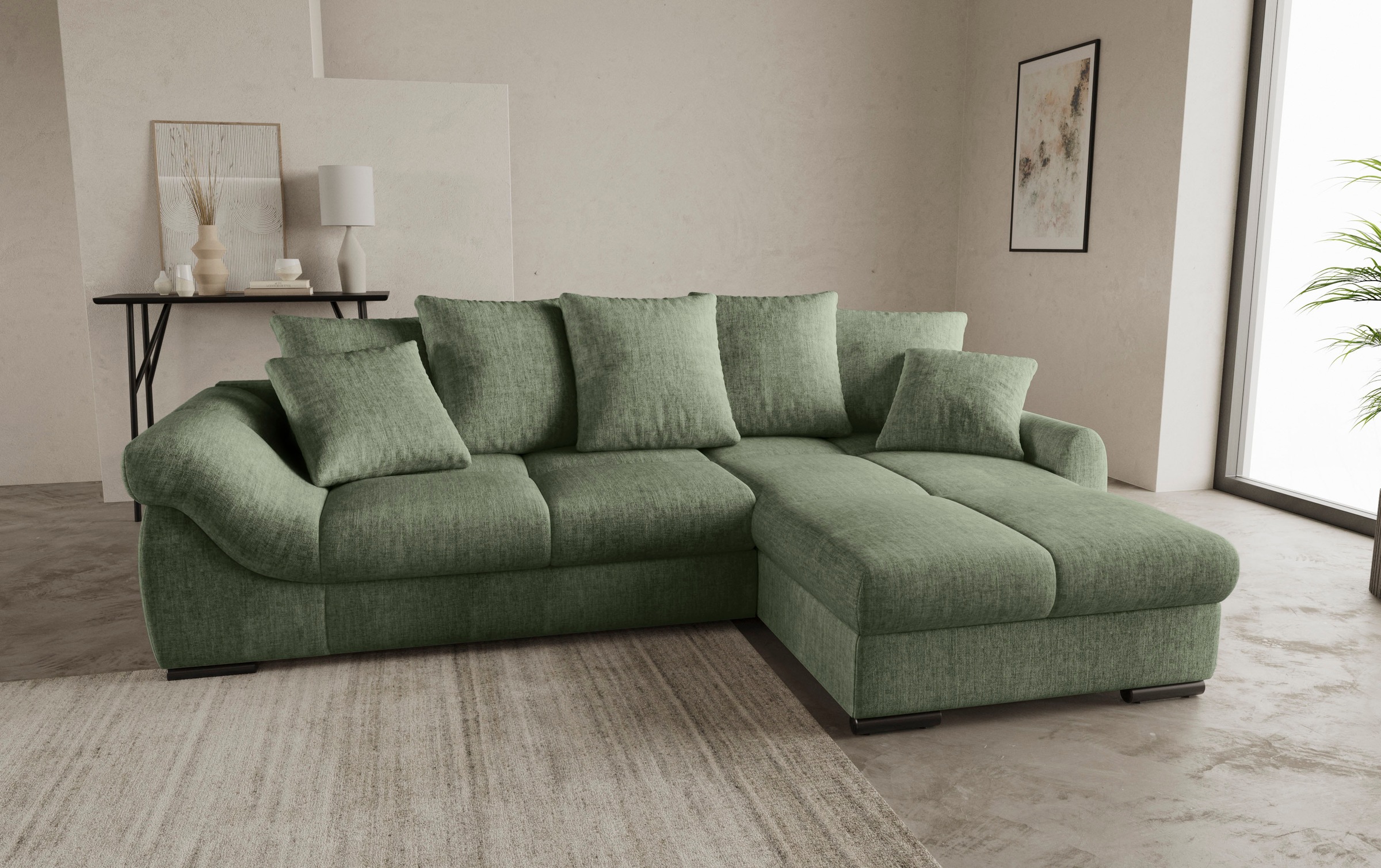 Mr. Couch Ecksofa »Livorno DuraFlex L-Form«, inkl. Hochschläfer-Bettauszug, XL-Bettkasten weiß beschichtet