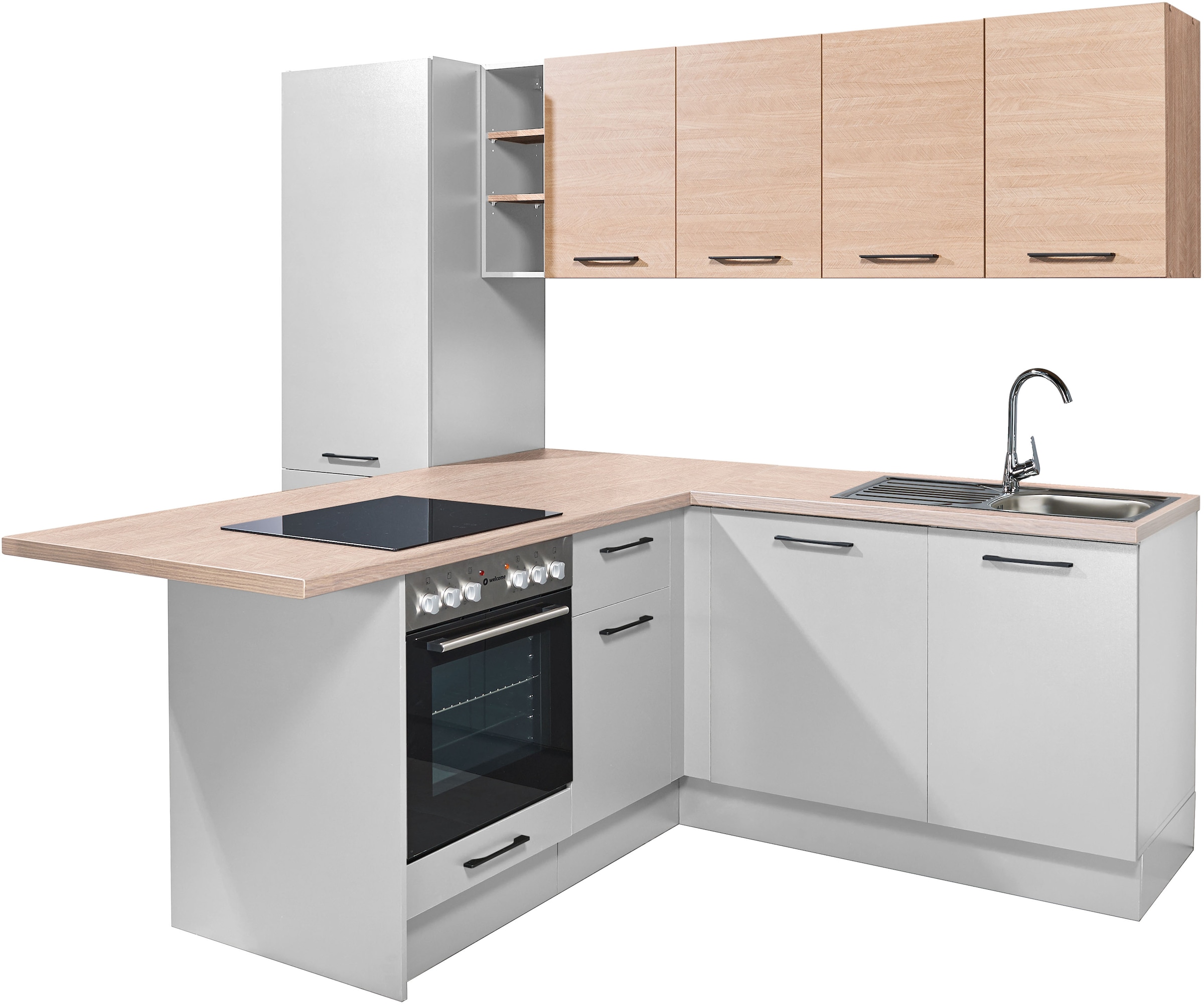 BASIC by Balculina Küchenzeile »Girona B/H/T 265x211x200 cm« Breite 265cm, wahlweise mit E-Geräte, Softclose