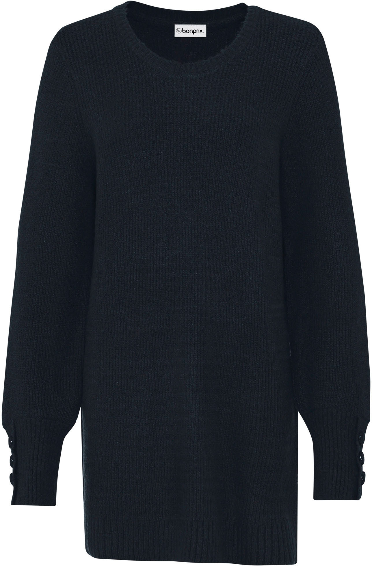 bonprix Longpullover »Longpullover mit Knöpfen« aus Polyacryl, Polyester und Elasthan, mit Rundhalsausschnitt