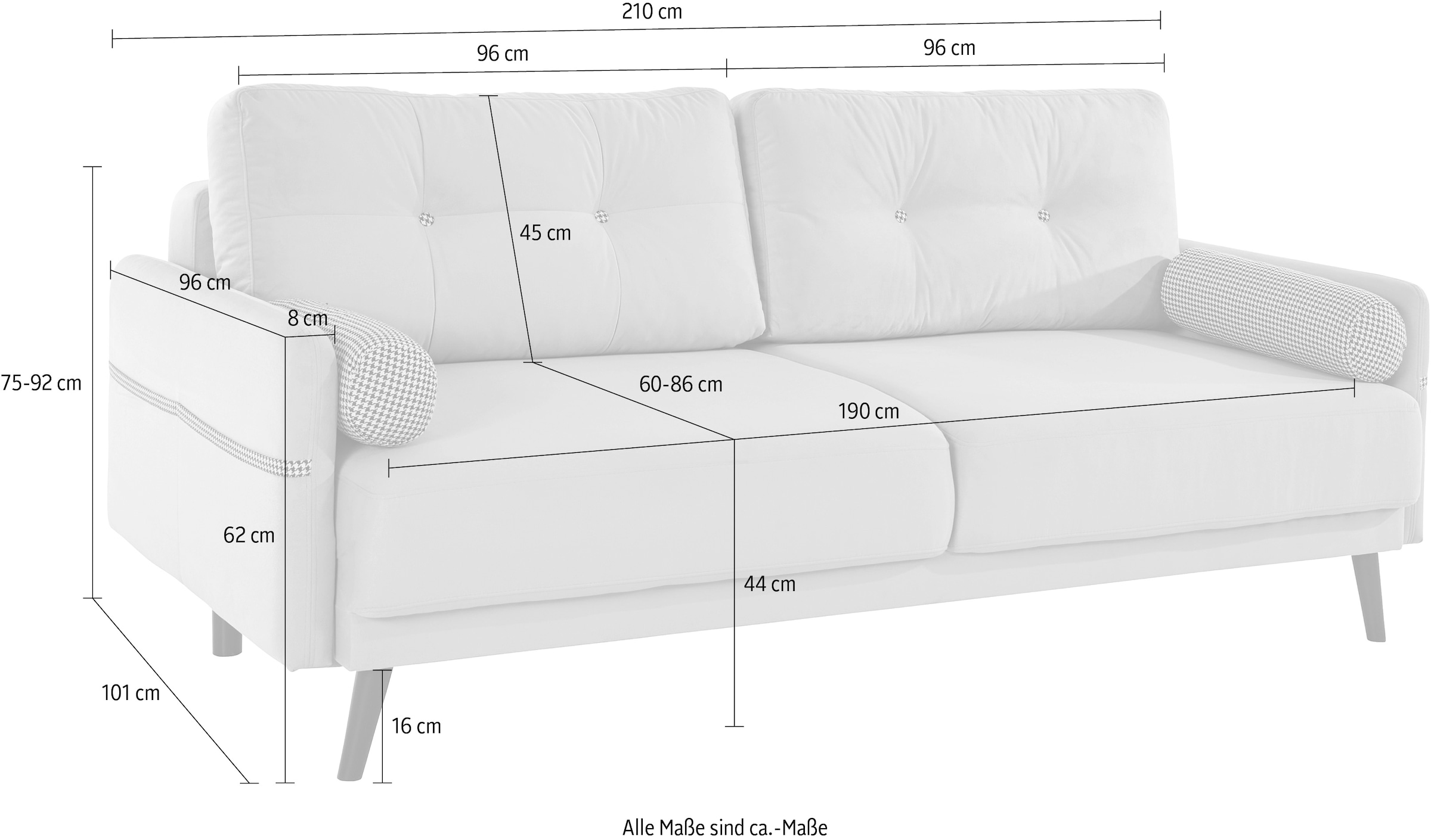 INOSIGN Schlafsofa »Emily«, incl. Bettfunktion und Bettkasten, Seitentache im Armteil, Federkern