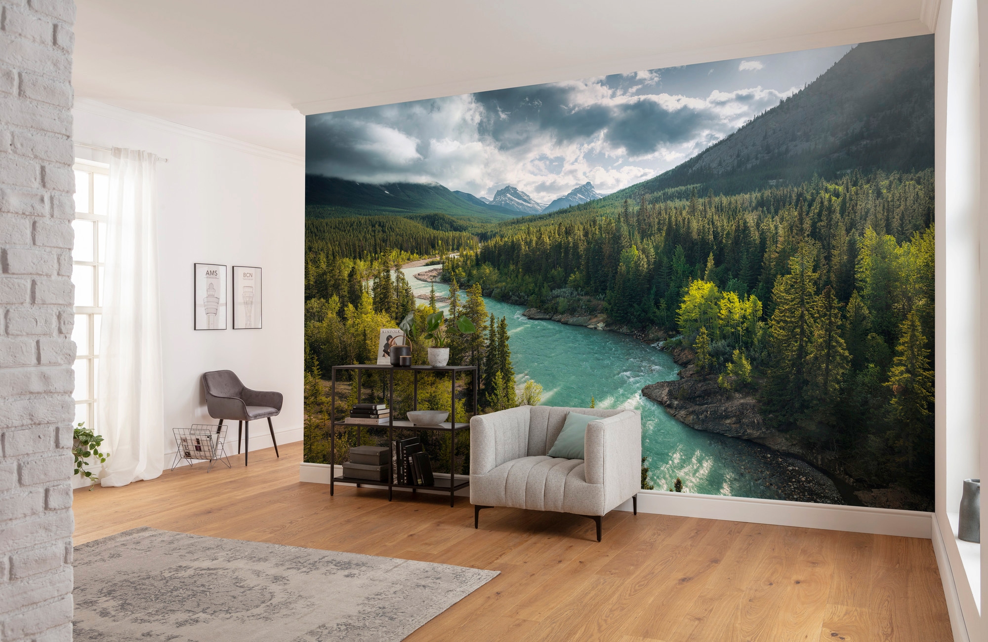 Sanders & Sanders Fototapete Landschaft Grün und Blau 450 x 280 cm 612677 günstig online kaufen