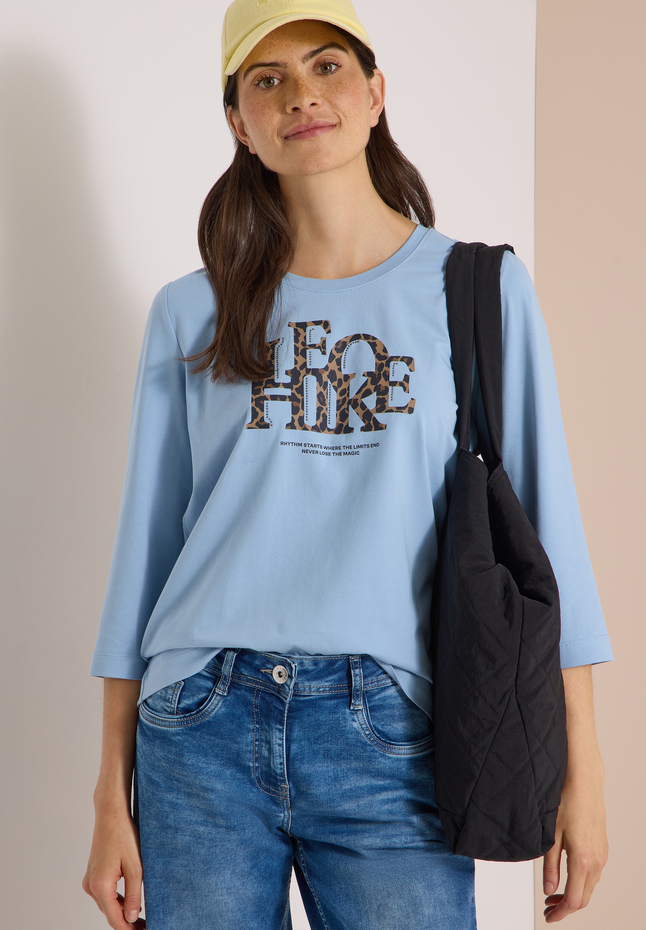 Cecil 3/4-Arm-Shirt mit Elasthananteil, Print im Animal-Look, Rundhals