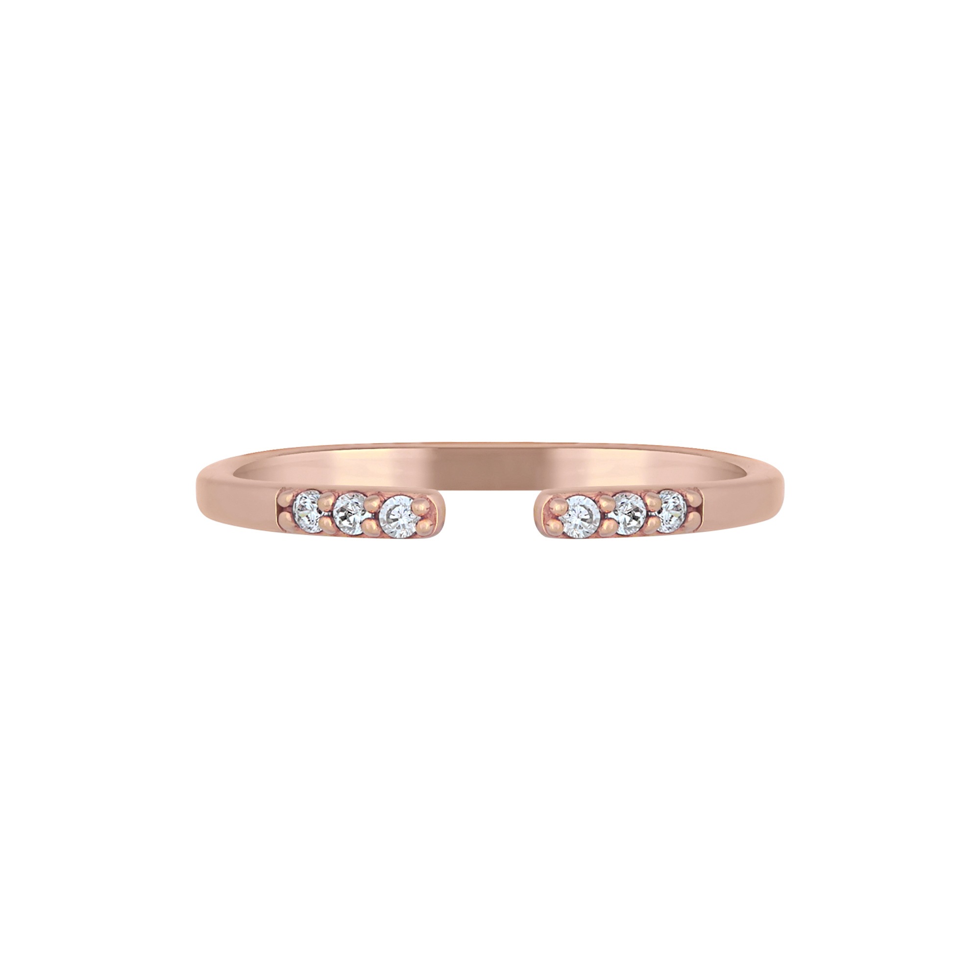 CAÏ Fingerring »925/- Sterling Silber rosévergoldet offen Zirkonia Stacking«