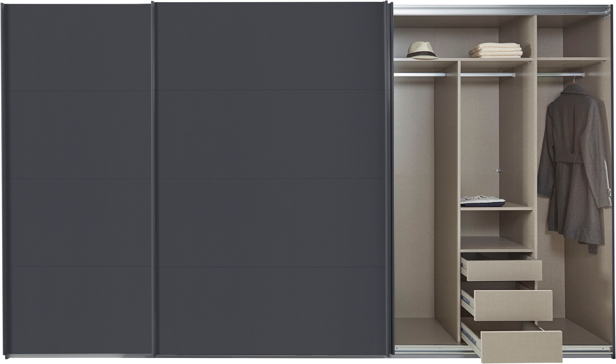 rauch Schwebetürenschrank »Kleiderschrank Schrank Garderobe TOPSELLER OTELI inkl. Inneneinteilung«, mit 3 Innenschubladen sowie zusätzlichen Einlegeböden MADE IN GERMANY