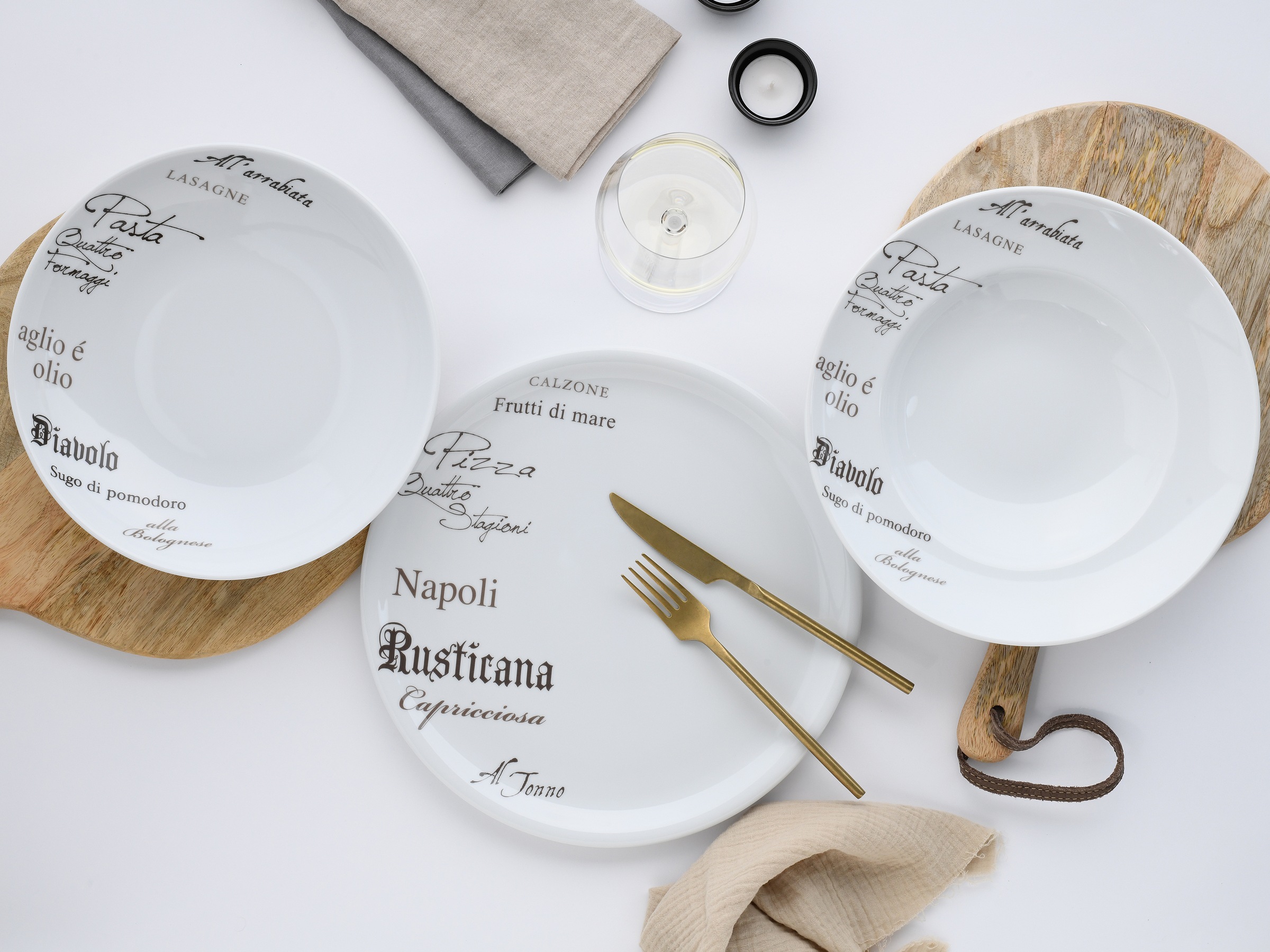 CreaTable Pastateller »Europa Gustoso, Pastateller 27 cm 4-tlg«, (Set, 4 St.), Vielseitig einsetzbar, Dezente Dekoranlage